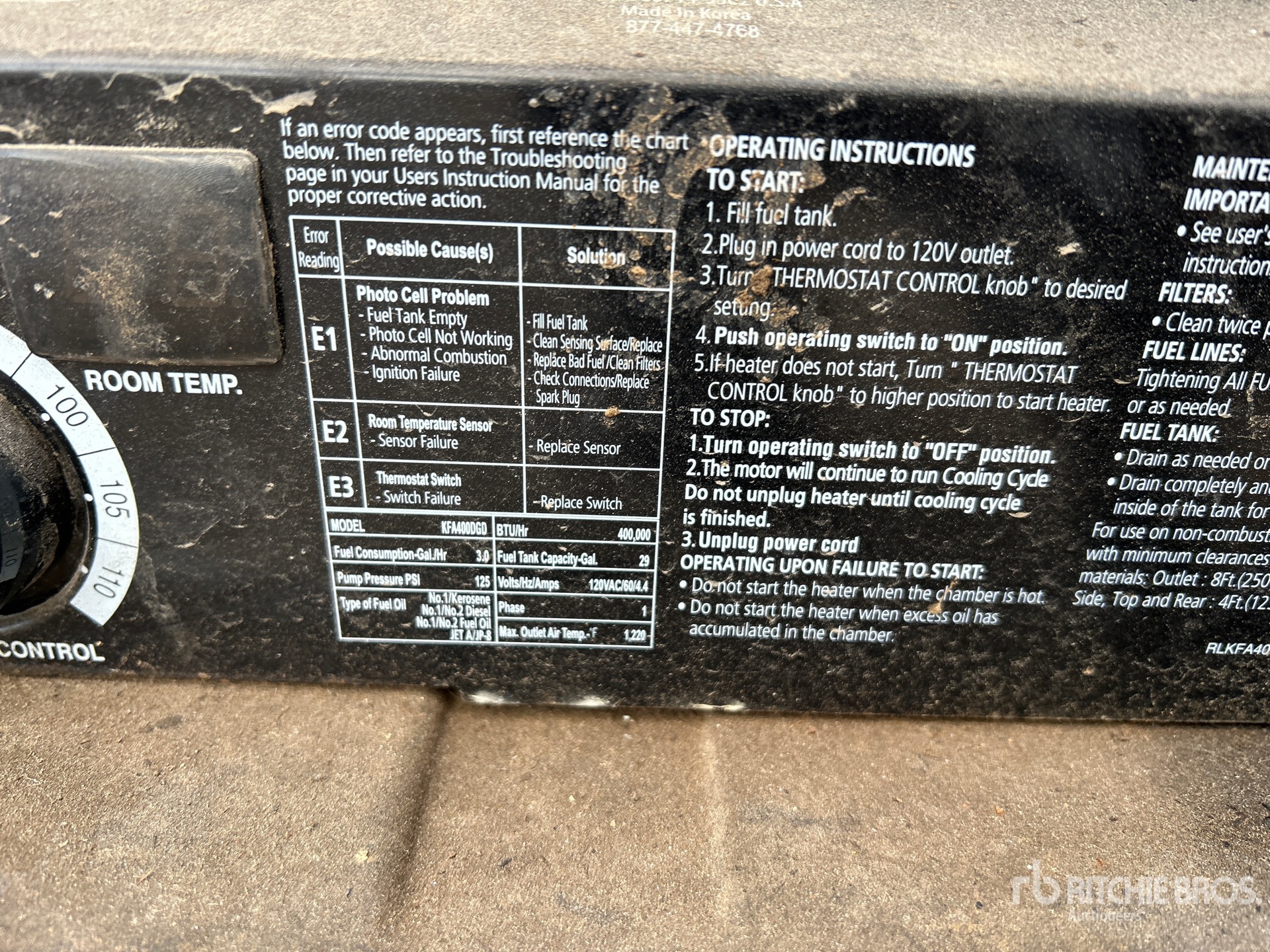 General Appearance with Serial Number / VIN