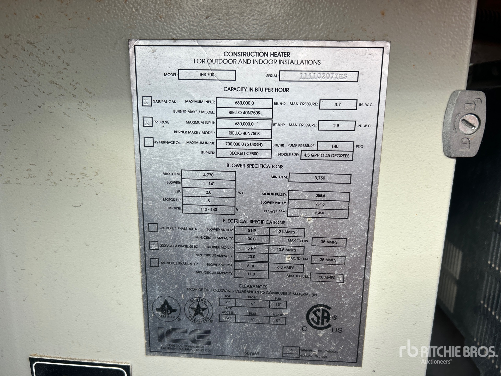 General Appearance with Serial Number / VIN