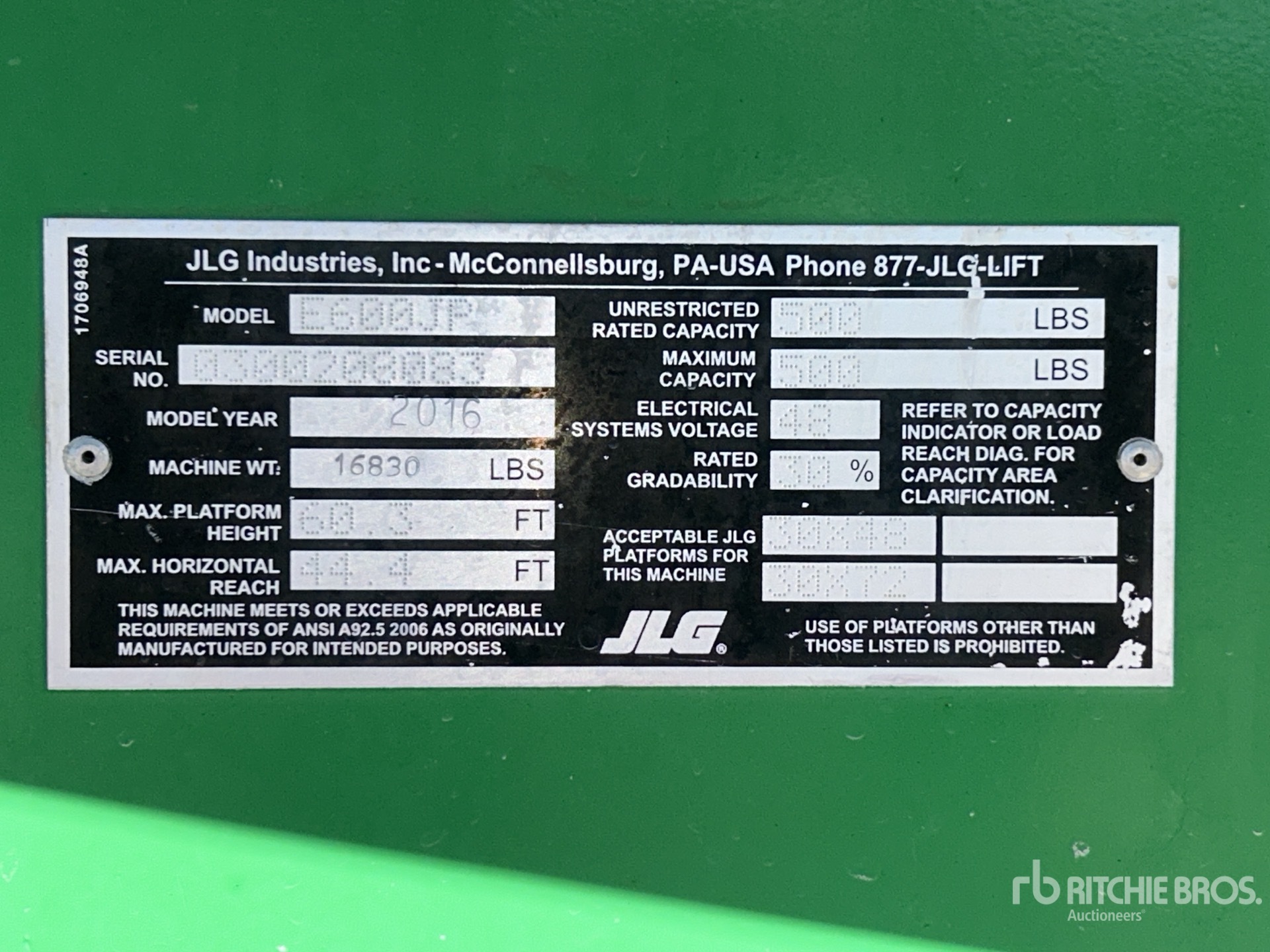 General Appearance with Serial Number / VIN