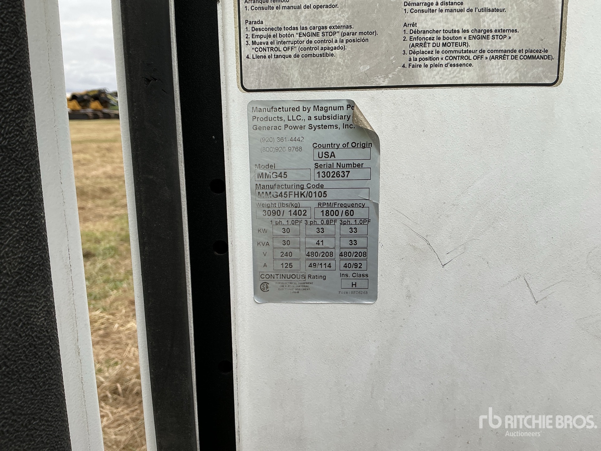 General Appearance with Serial Number / VIN