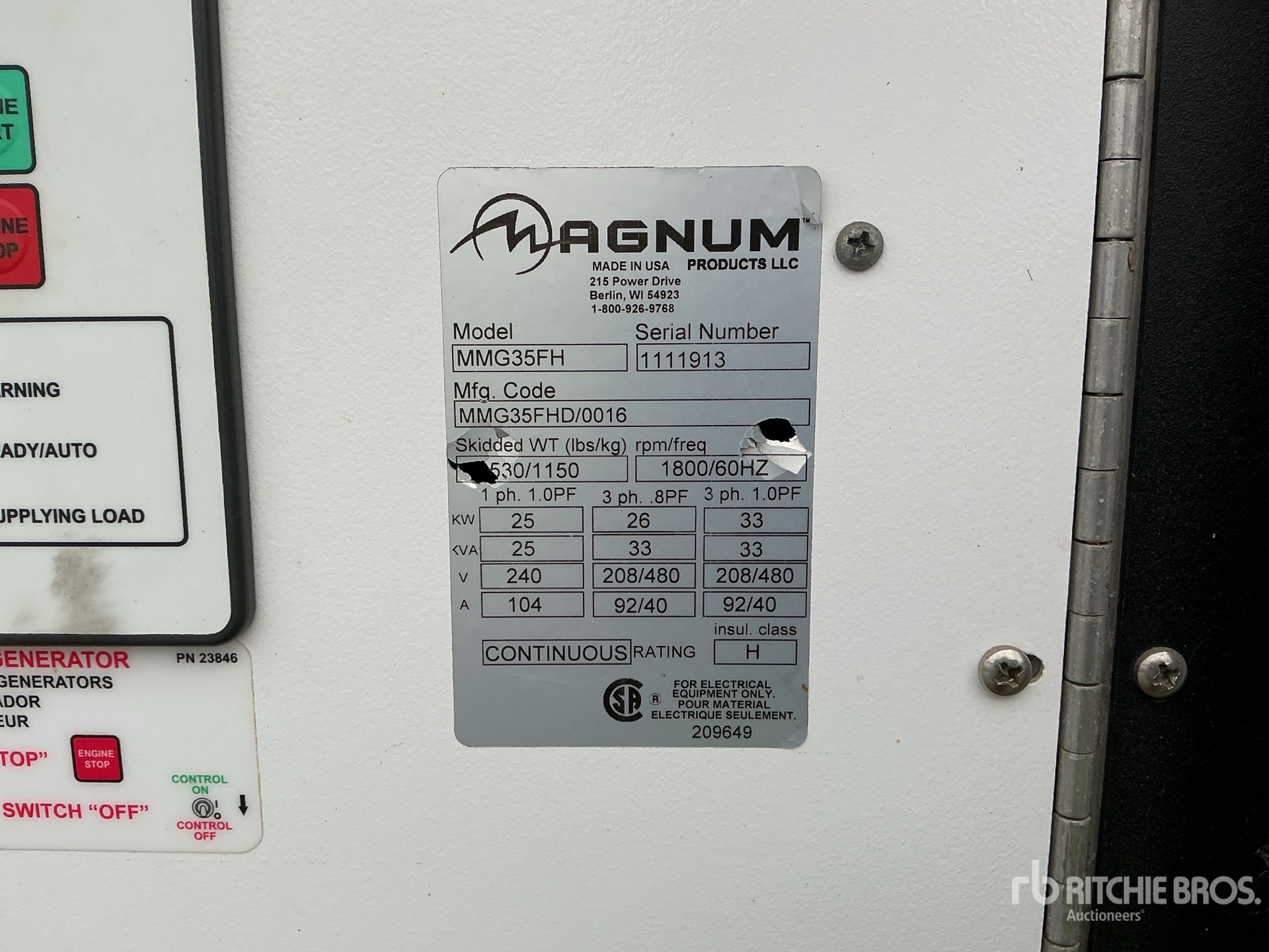 General Appearance with Serial Number / VIN