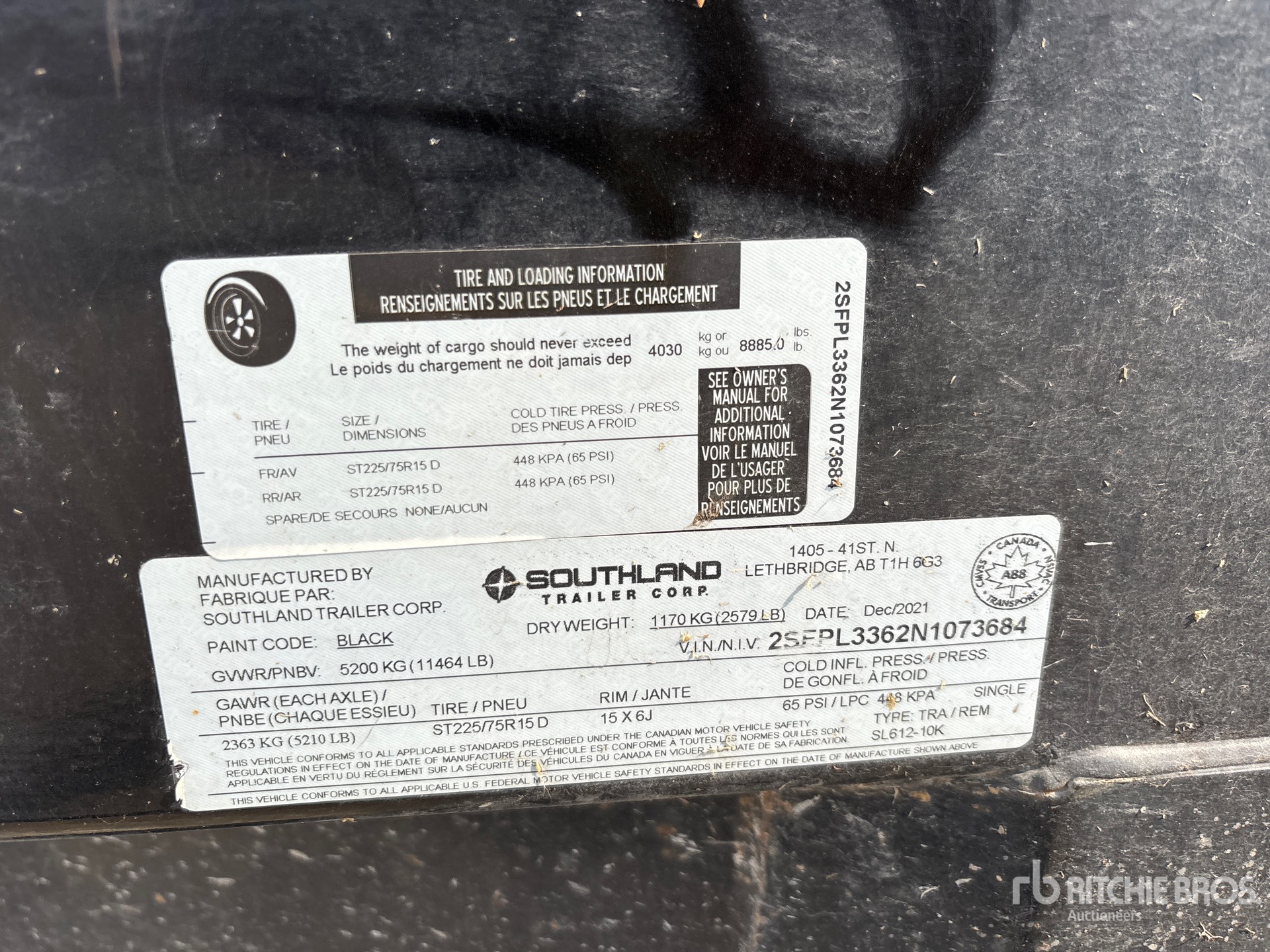 General Appearance with Serial Number / VIN