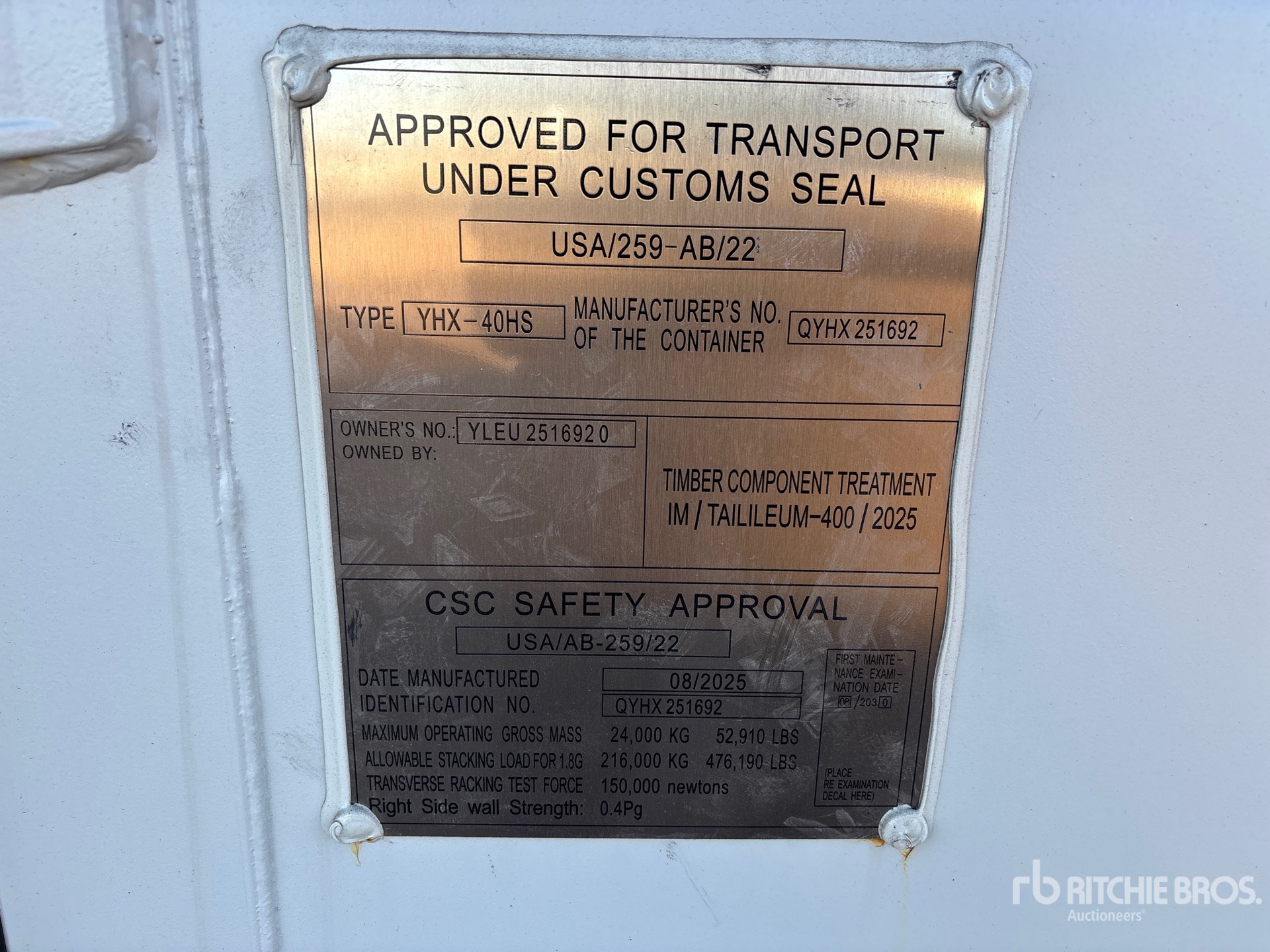 General Appearance with Serial Number / VIN