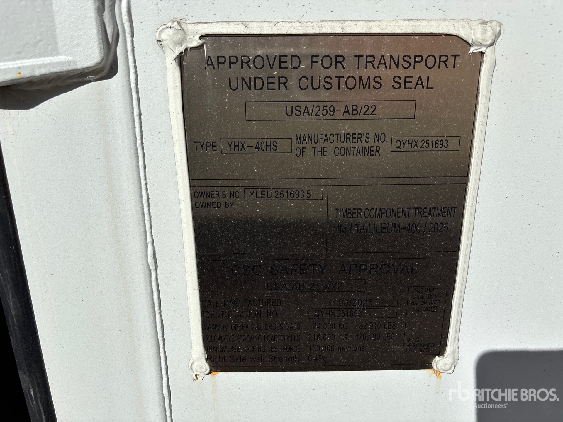 General Appearance with Serial Number / VIN