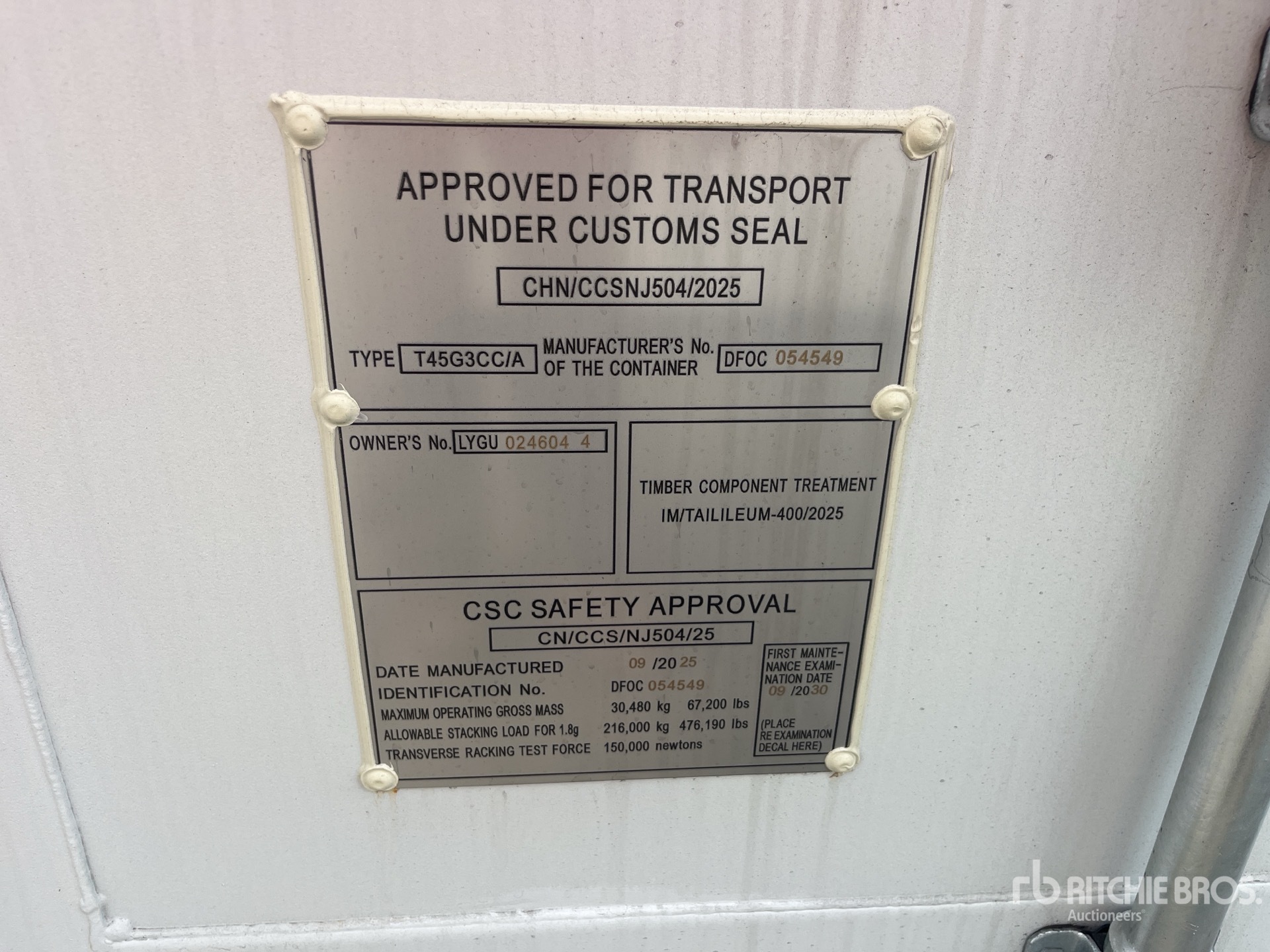 General Appearance with Serial Number / VIN