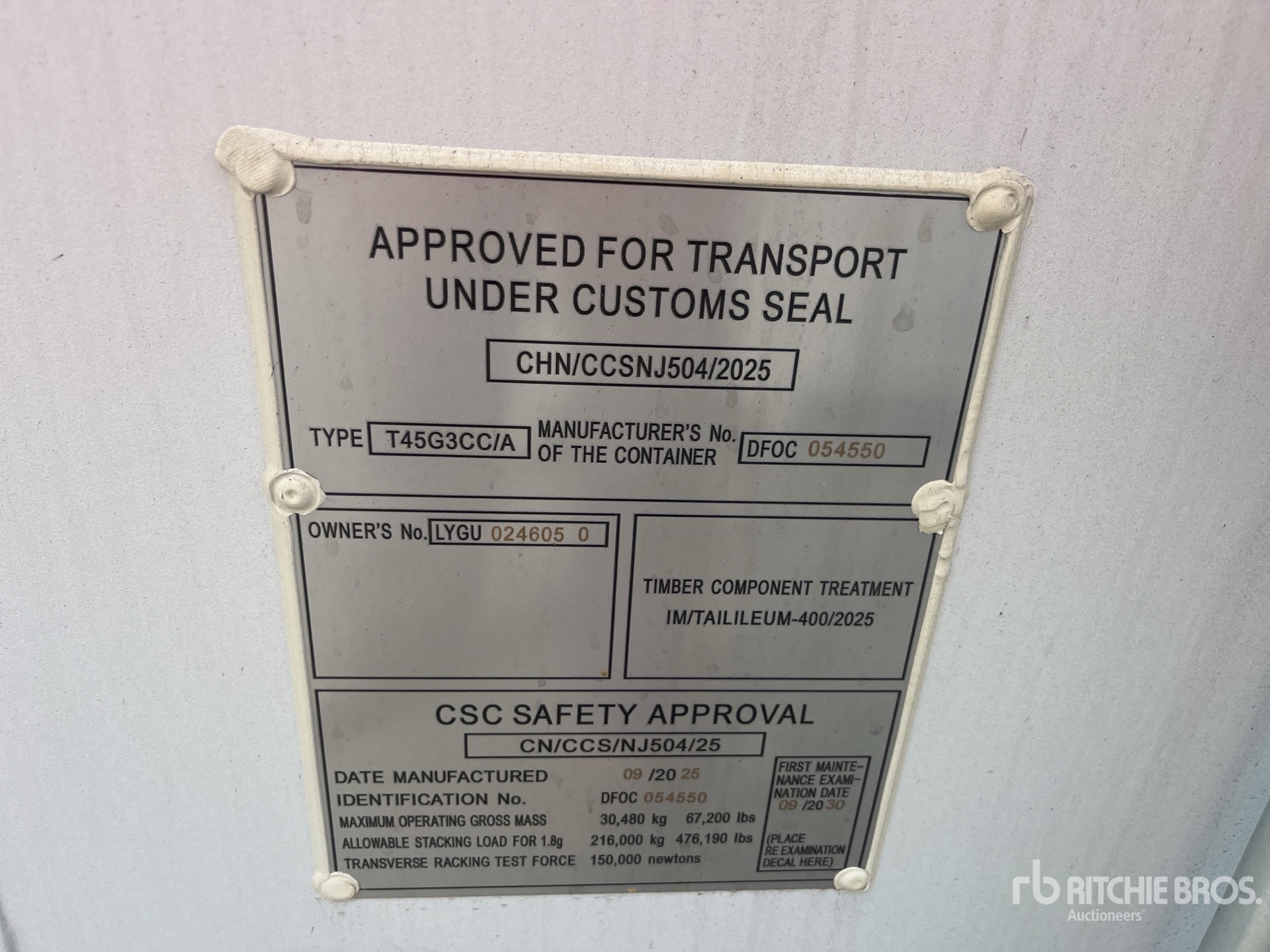 General Appearance with Serial Number / VIN