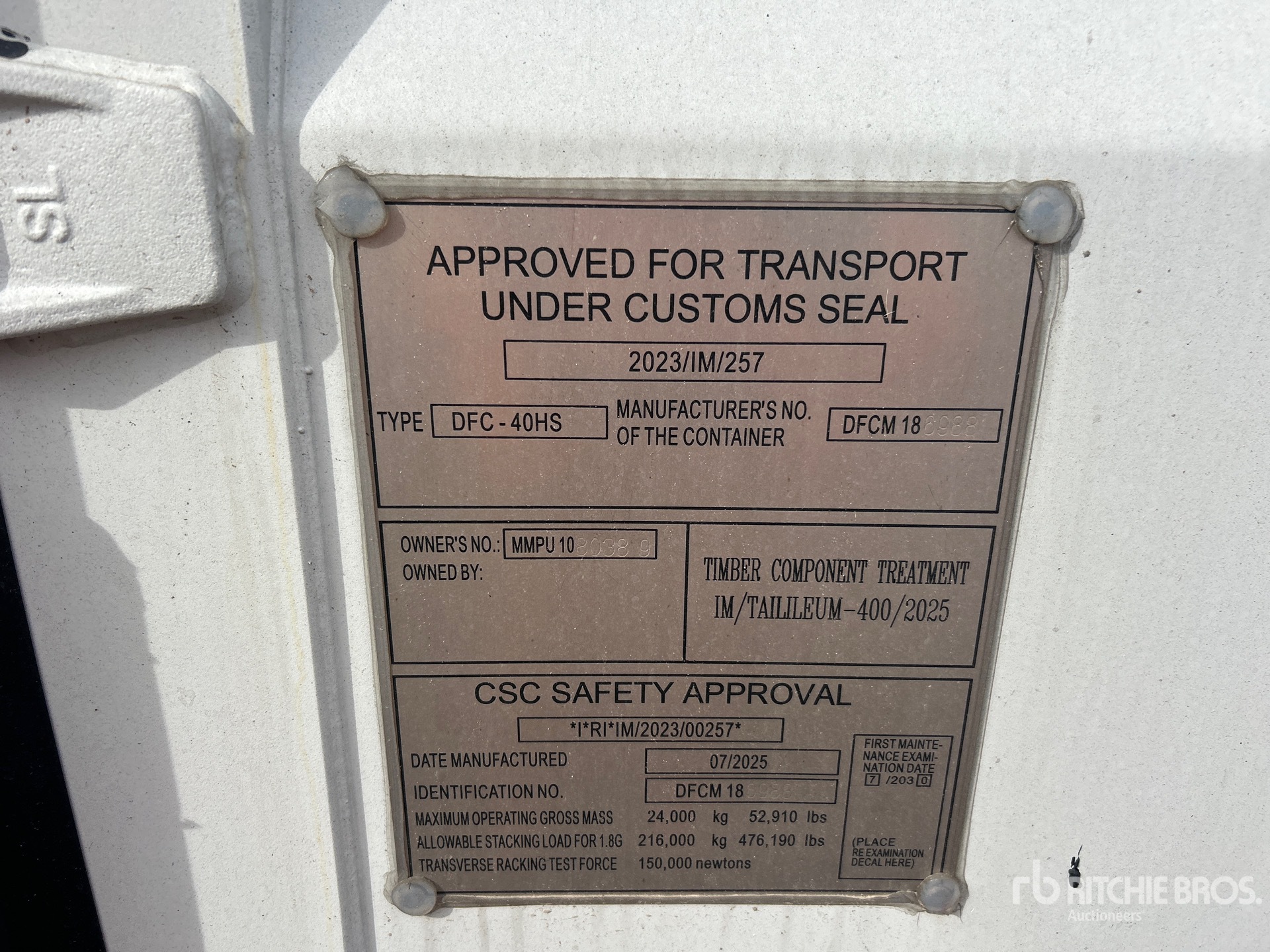 General Appearance with Serial Number / VIN