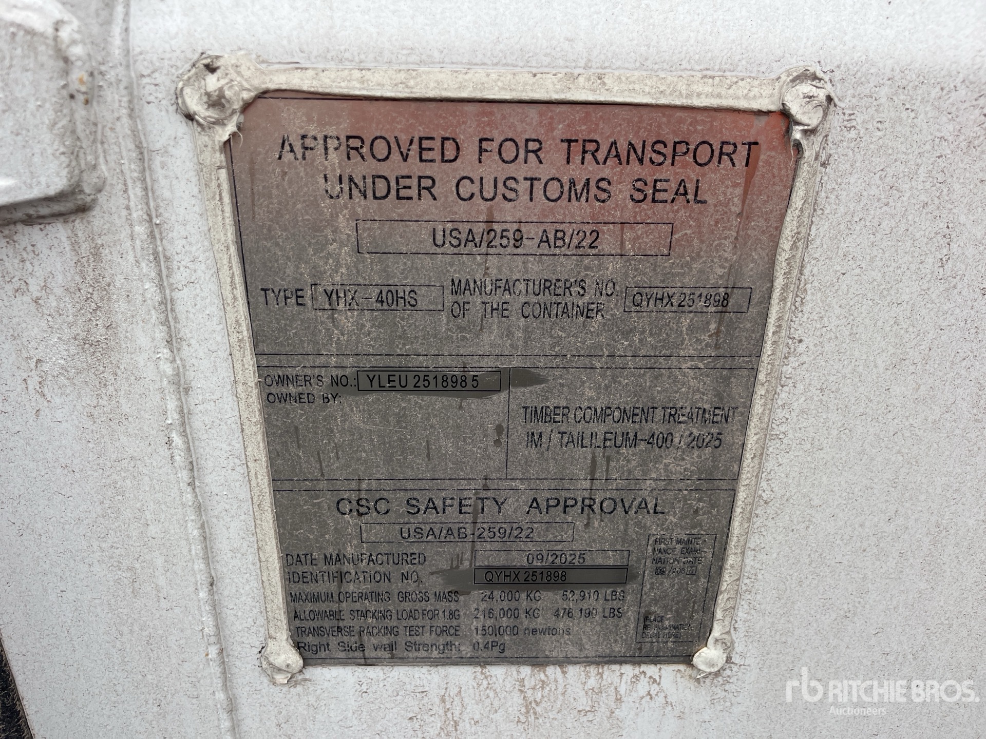 General Appearance with Serial Number / VIN