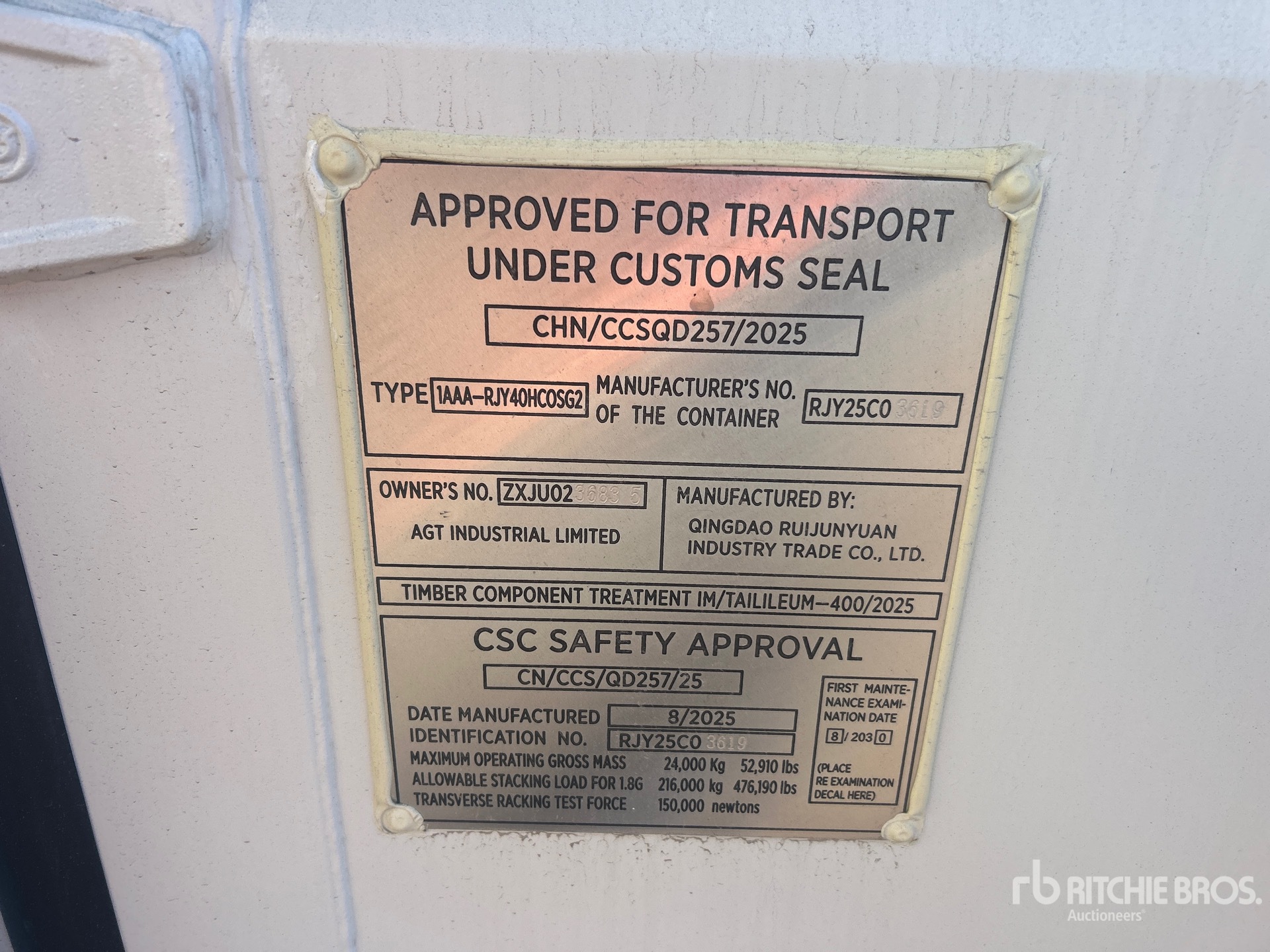 General Appearance with Serial Number / VIN