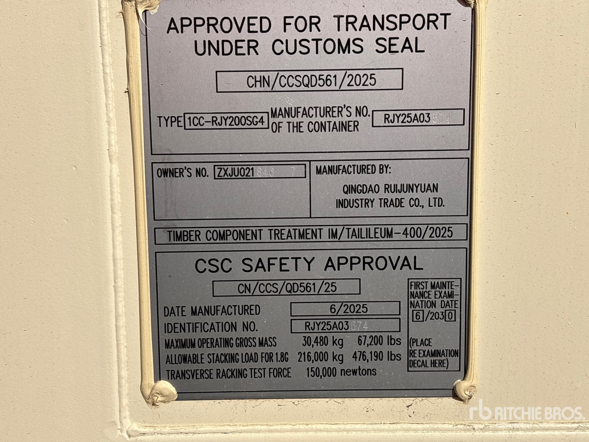 General Appearance with Serial Number / VIN