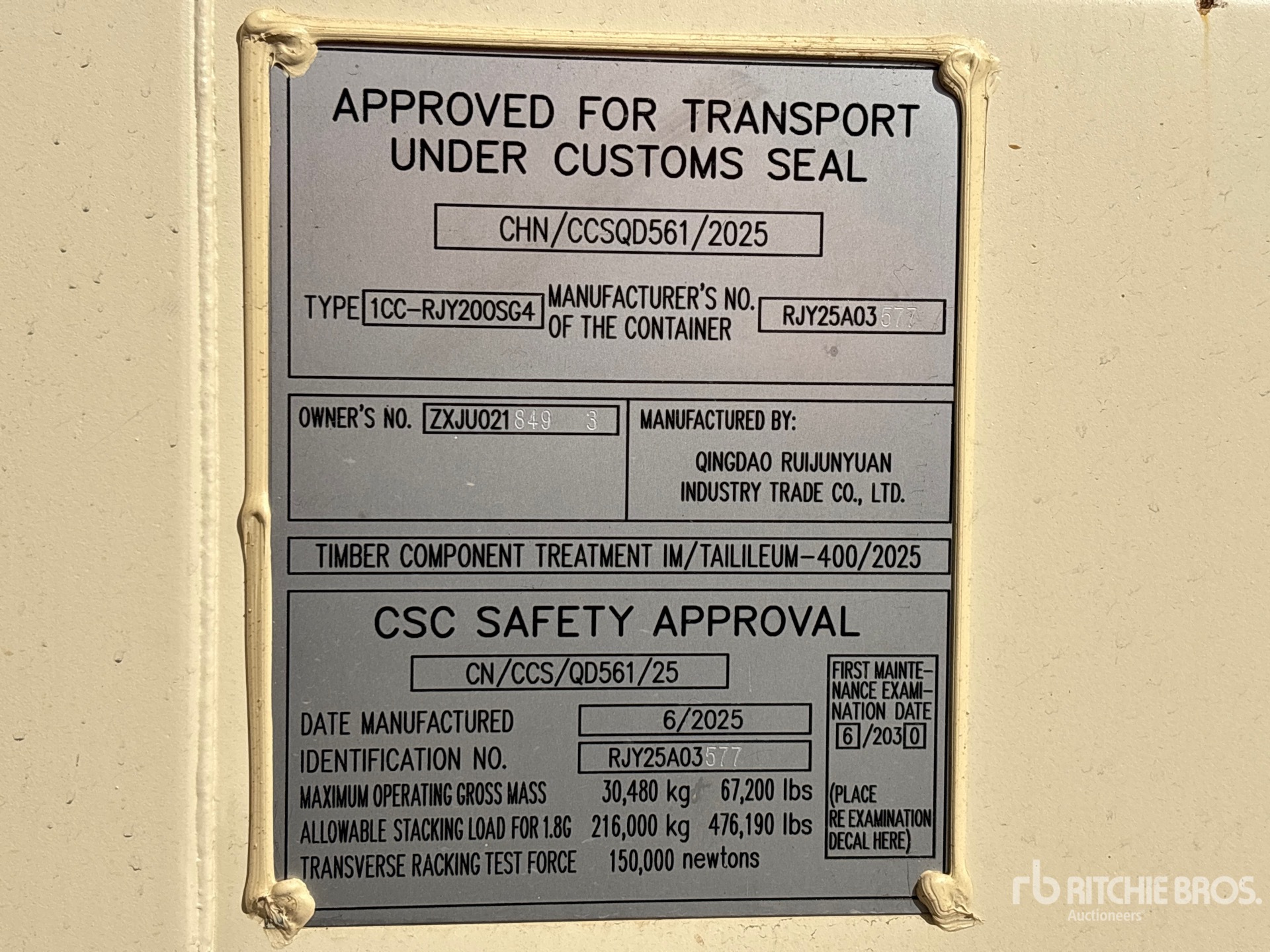 General Appearance with Serial Number / VIN