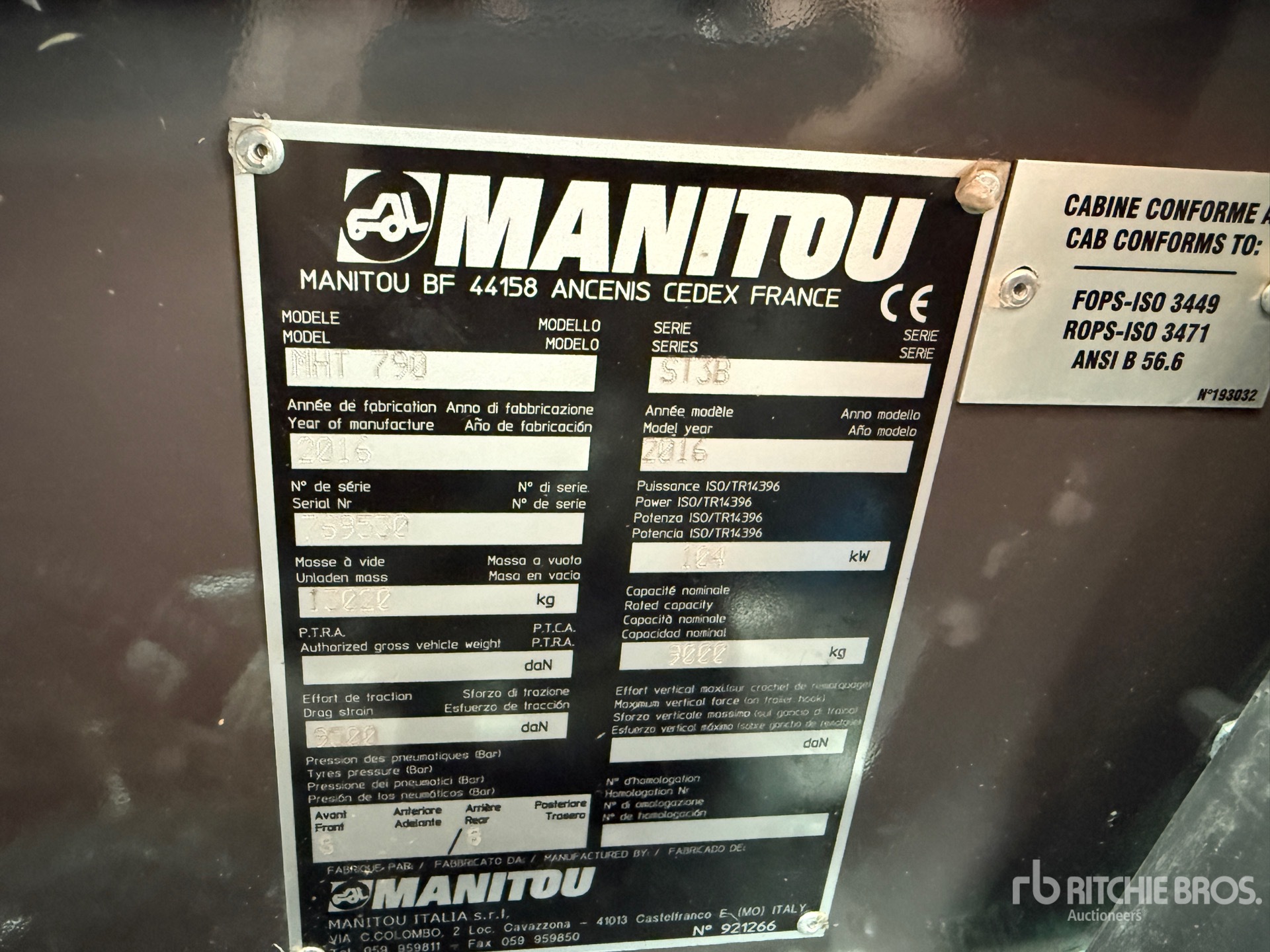 General Appearance with Serial Number / VIN