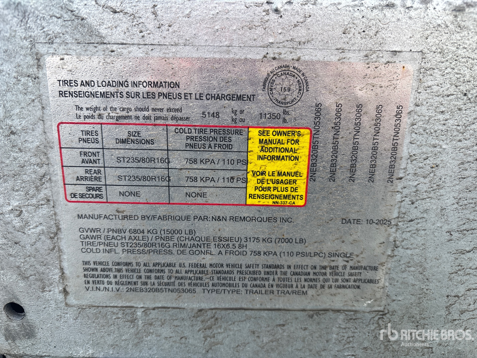 General Appearance with Serial Number / VIN