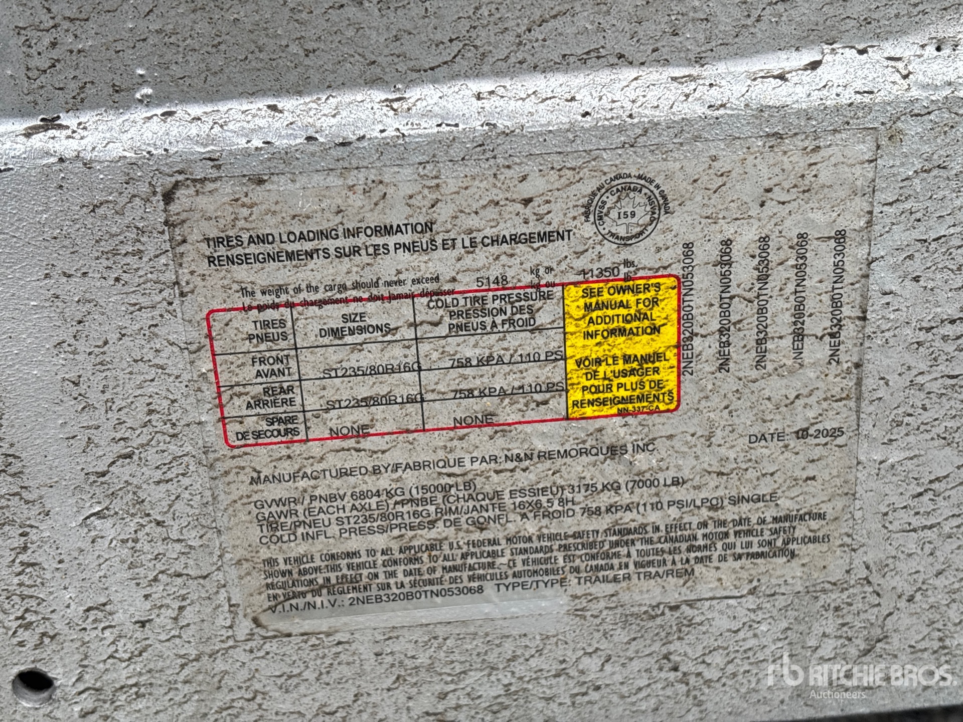 General Appearance with Serial Number / VIN