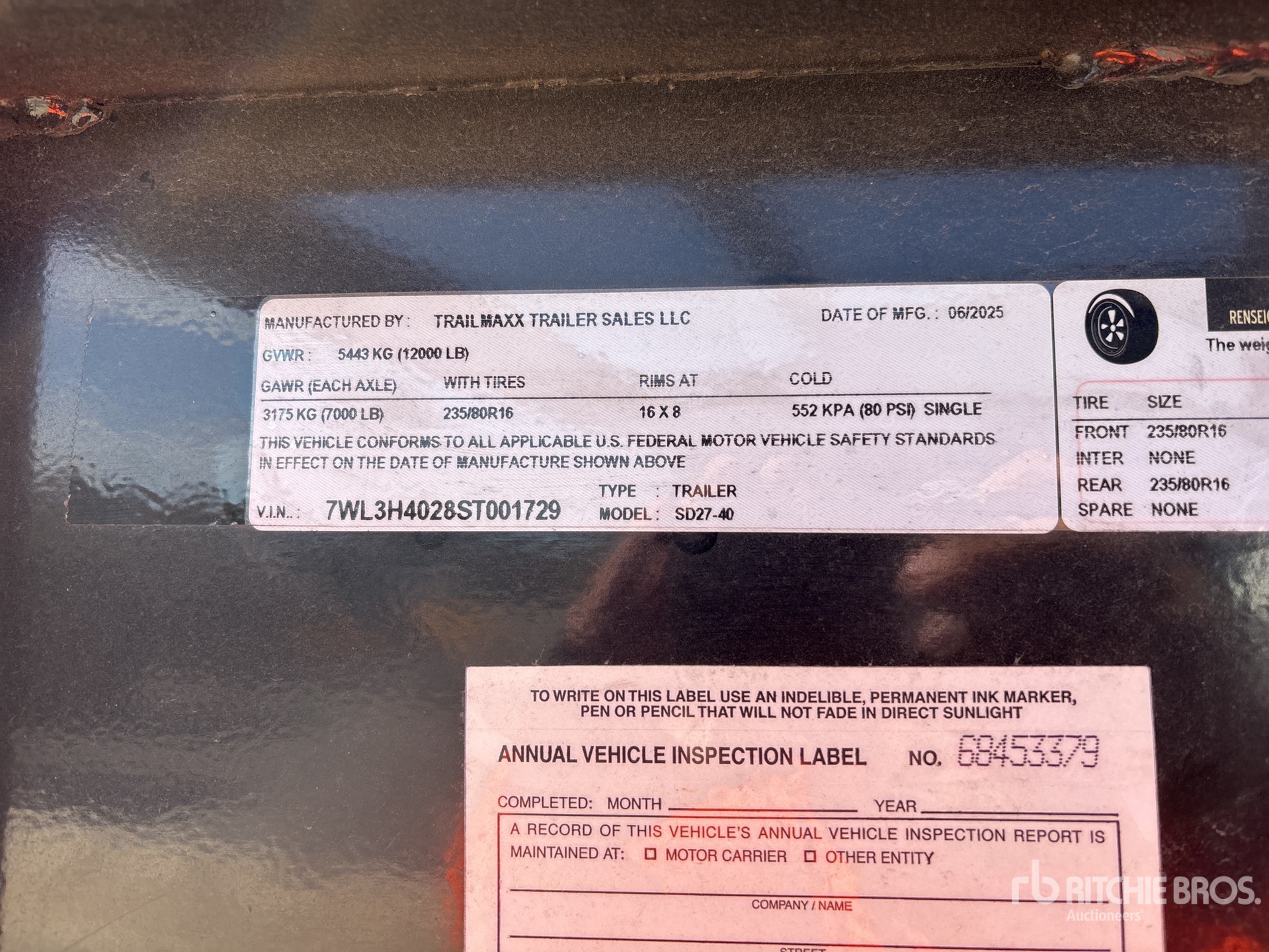 General Appearance with Serial Number / VIN