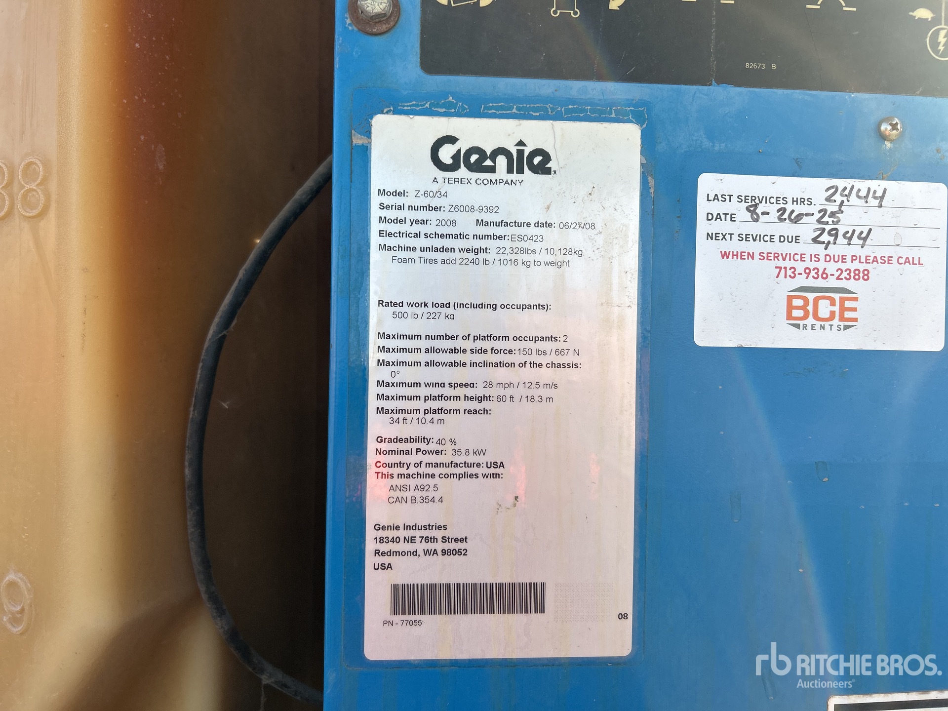 General Appearance with Serial Number / VIN