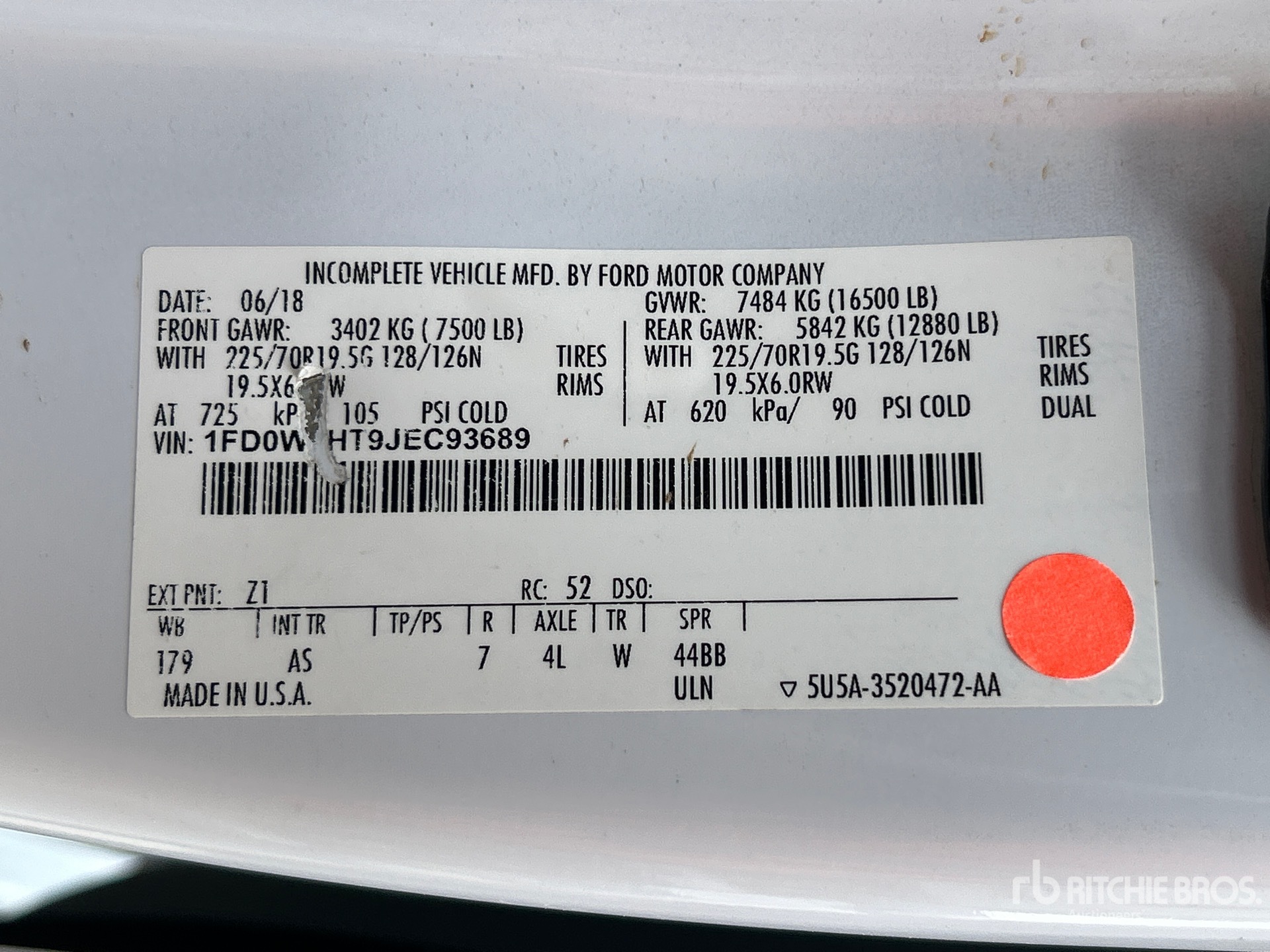 General Appearance with Serial Number / VIN