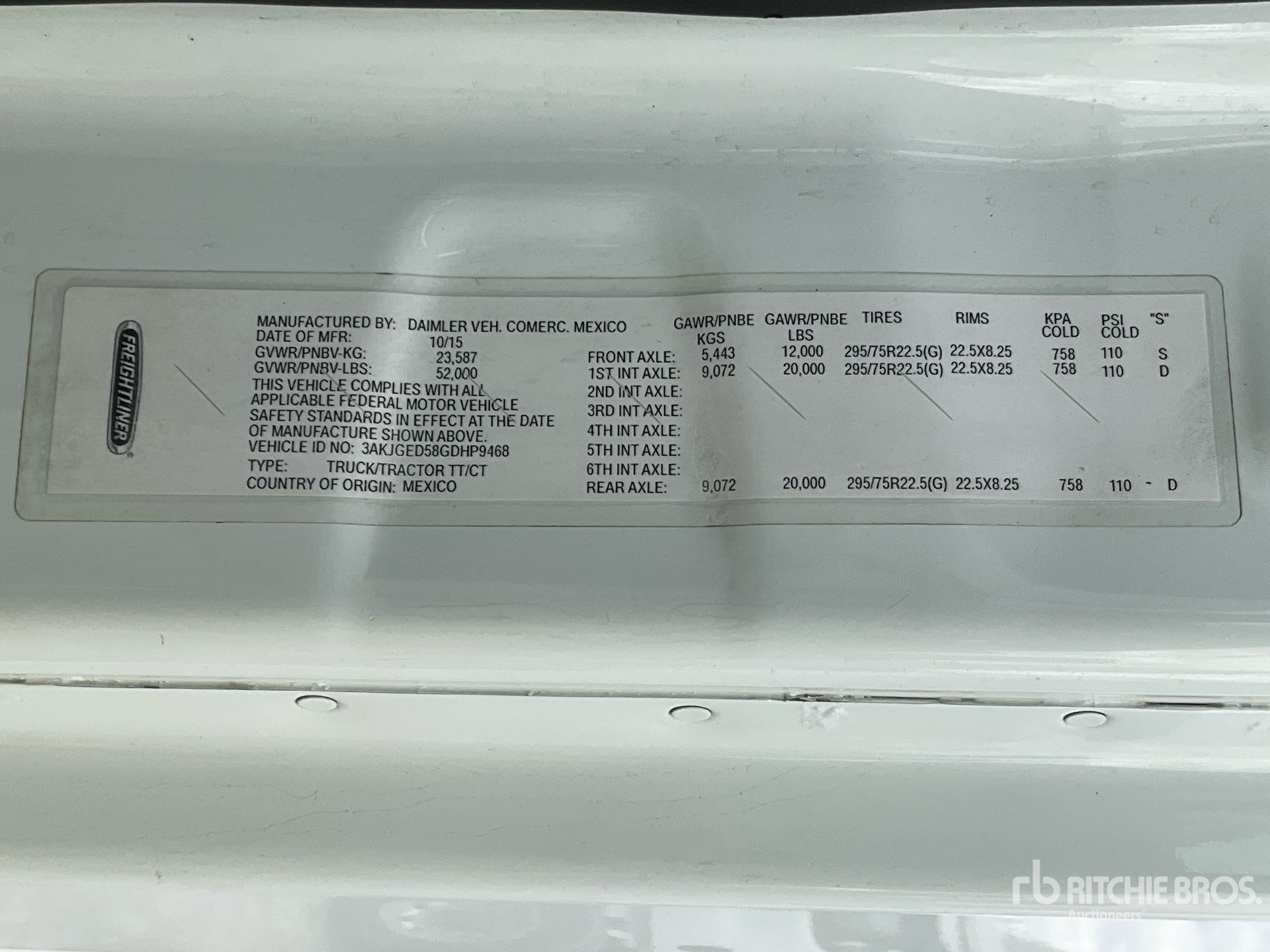 General Appearance with Serial Number / VIN