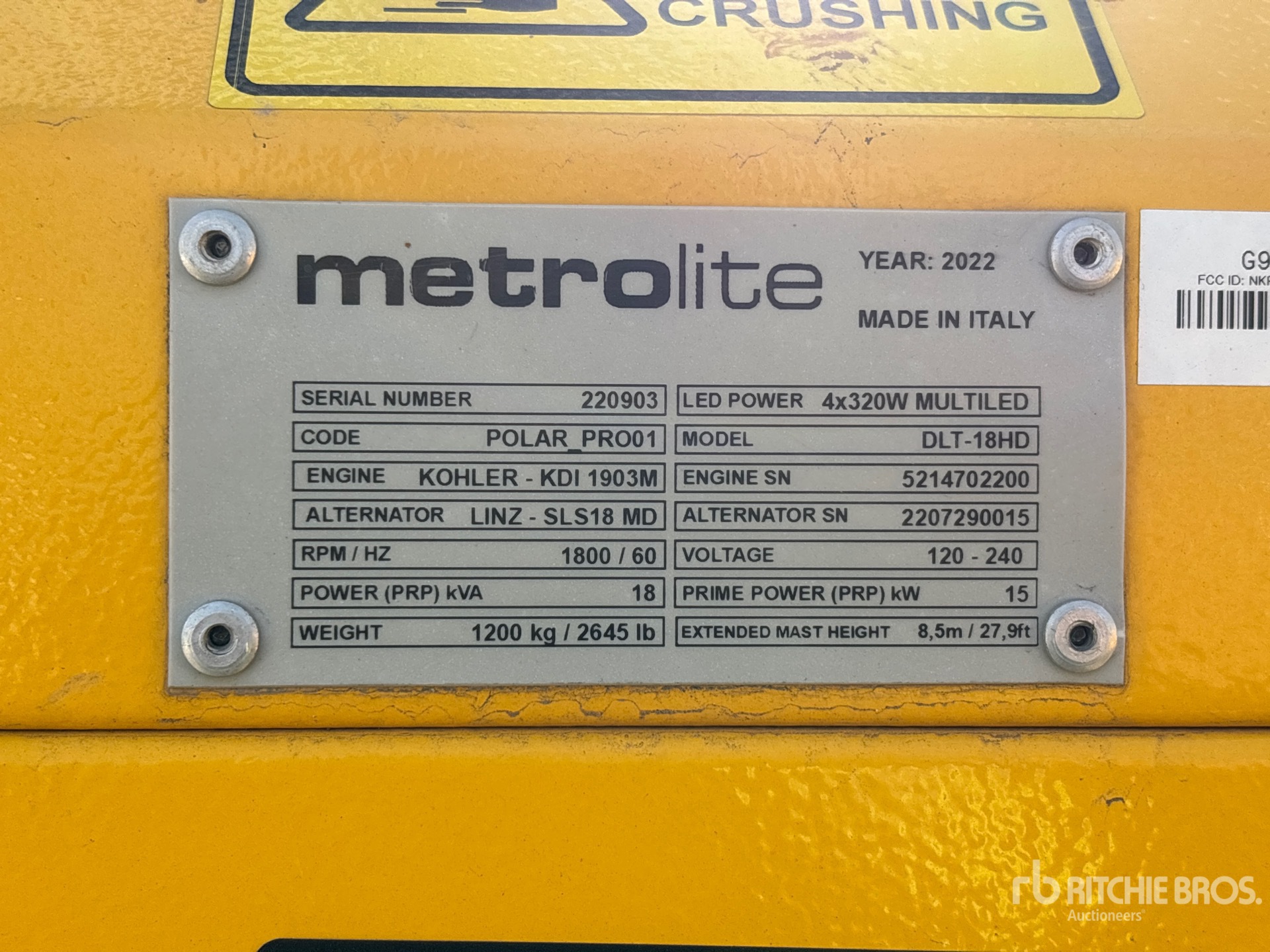 General Appearance with Unit Serial Number