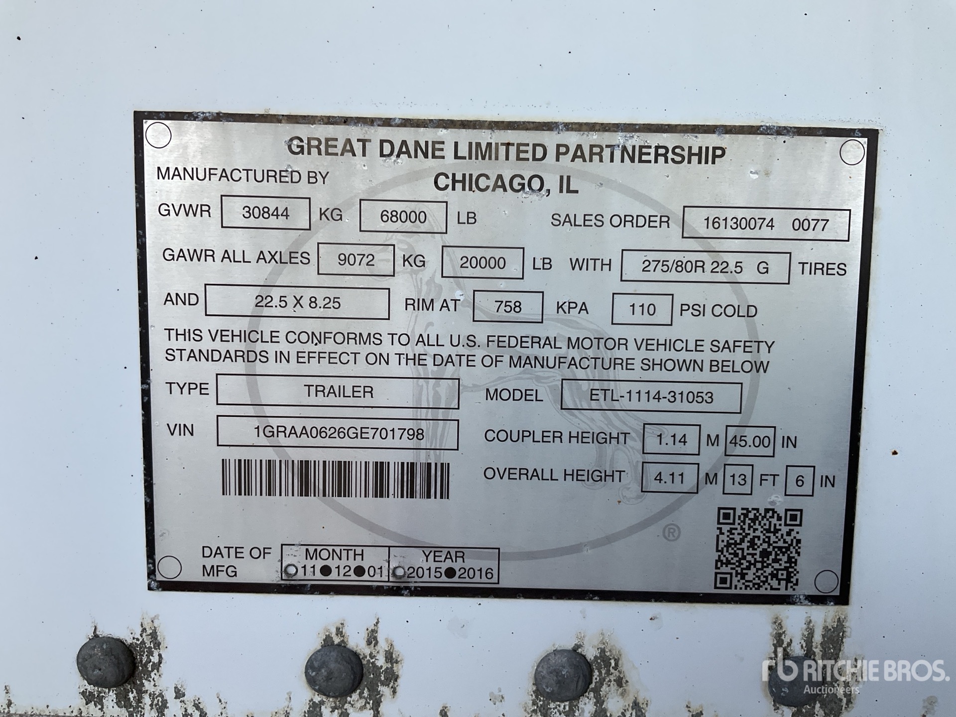 General Appearance with Serial Number / VIN