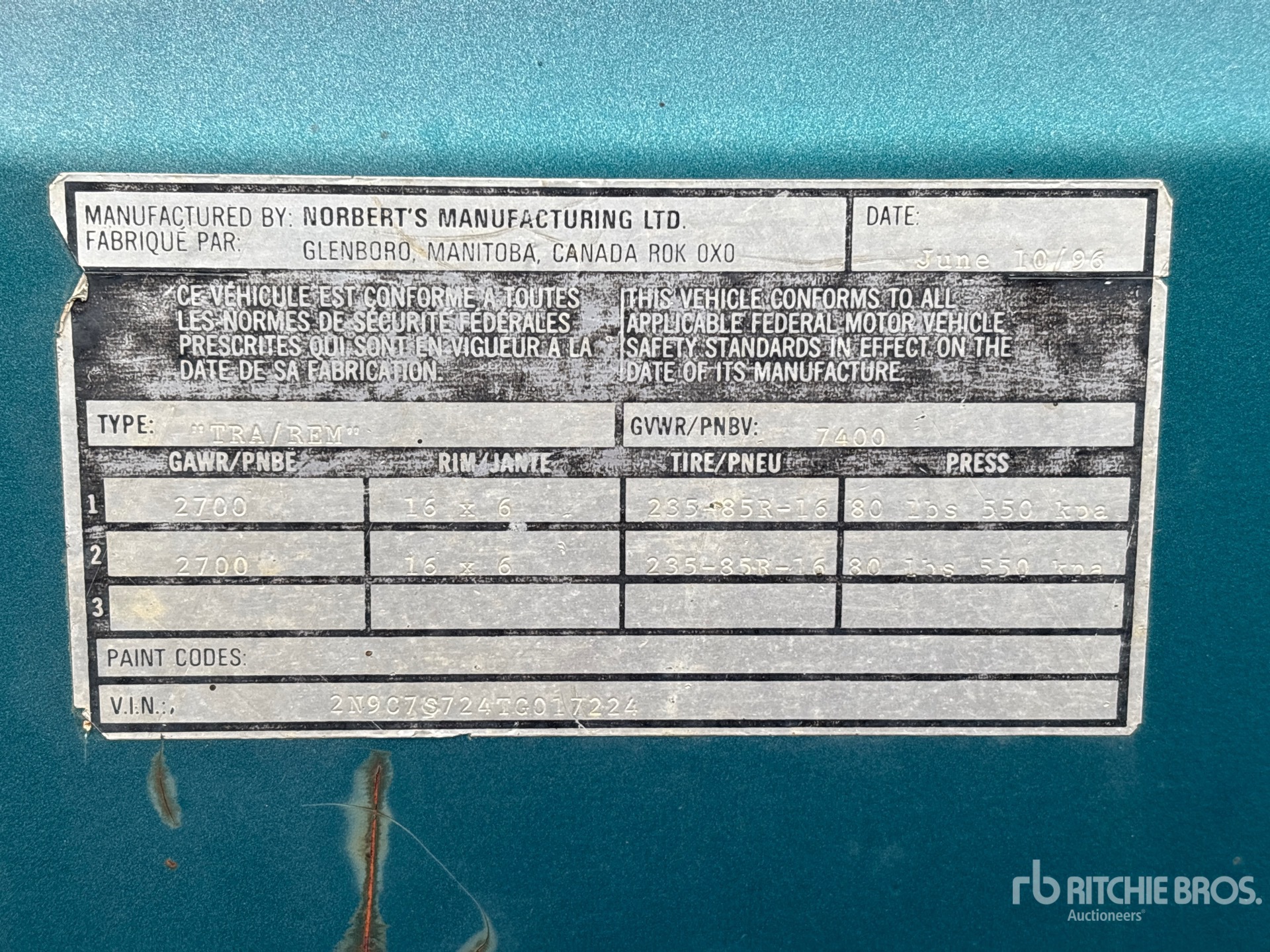 General Appearance with Serial Number / VIN