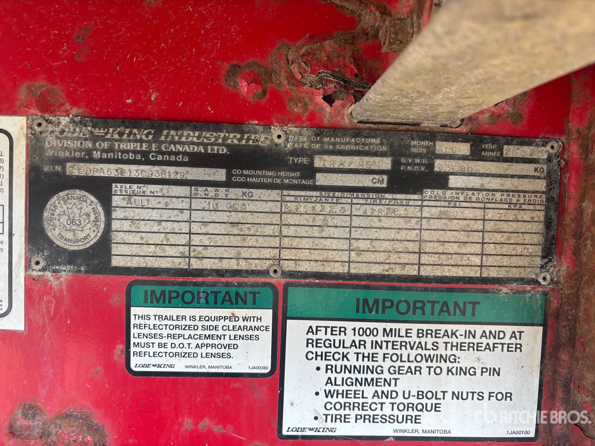 General Appearance with Serial Number / VIN