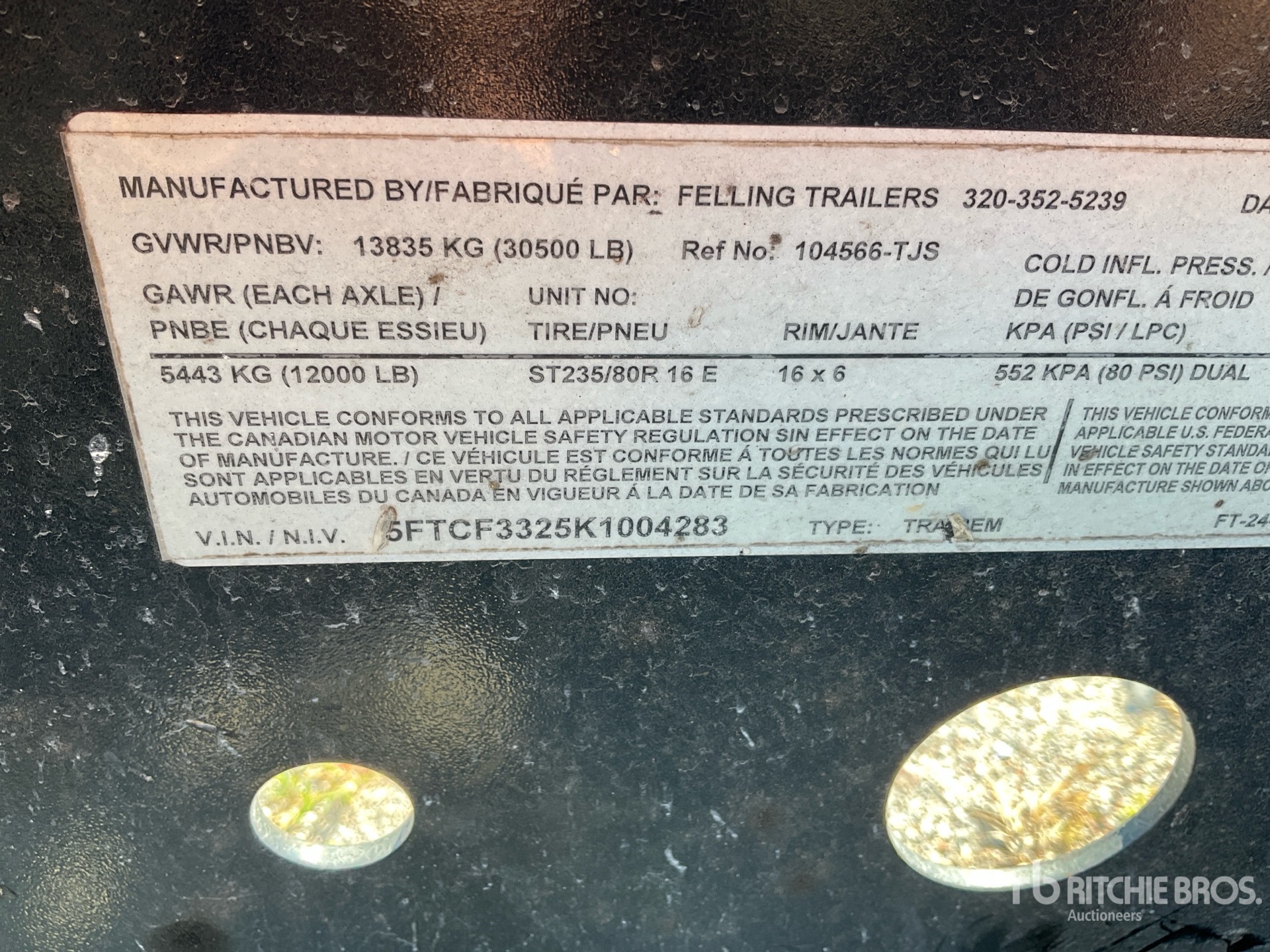 General Appearance with Serial Number / VIN