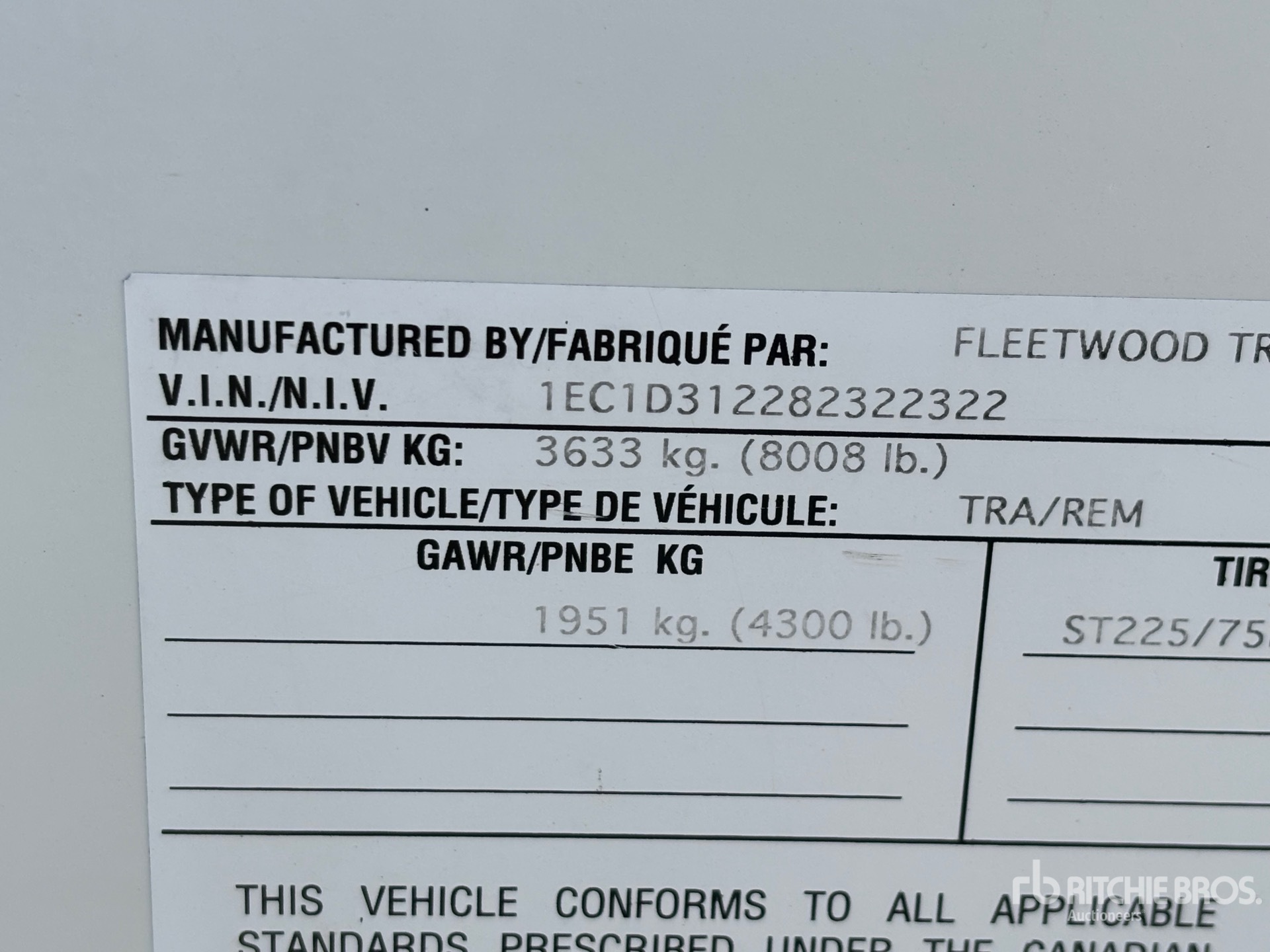 General Appearance with Serial Number / VIN