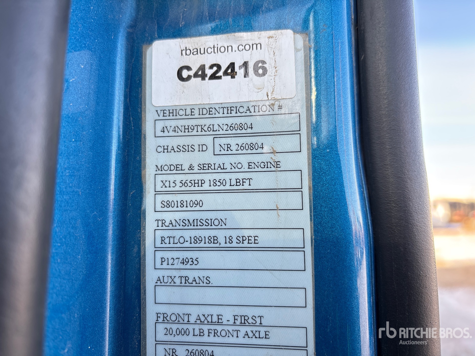 General Appearance with Serial Number / VIN