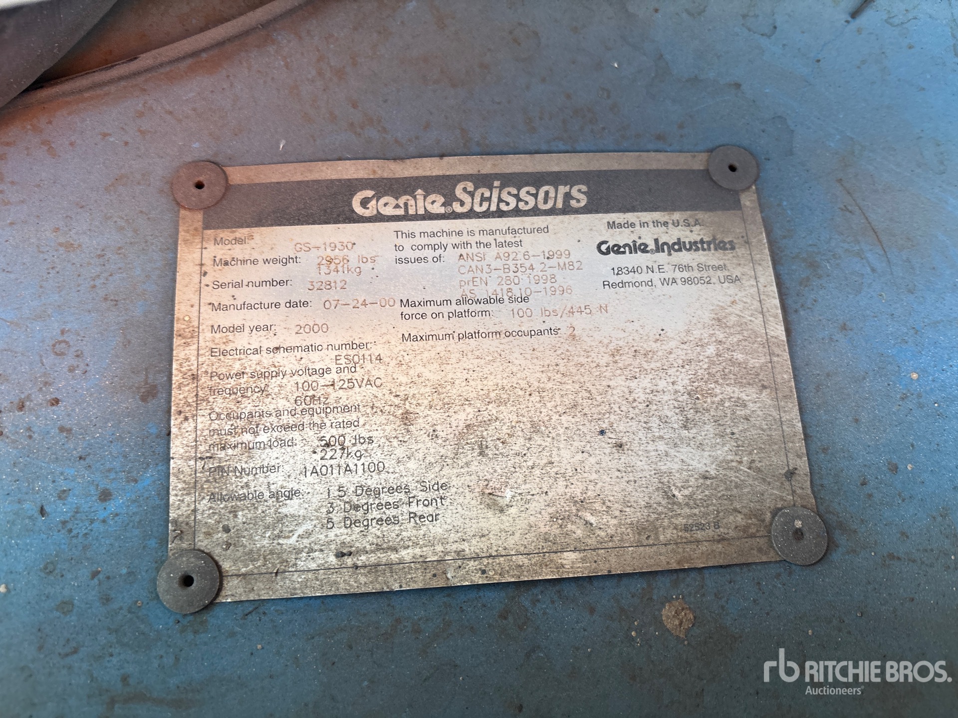 General Appearance with Serial Number / VIN