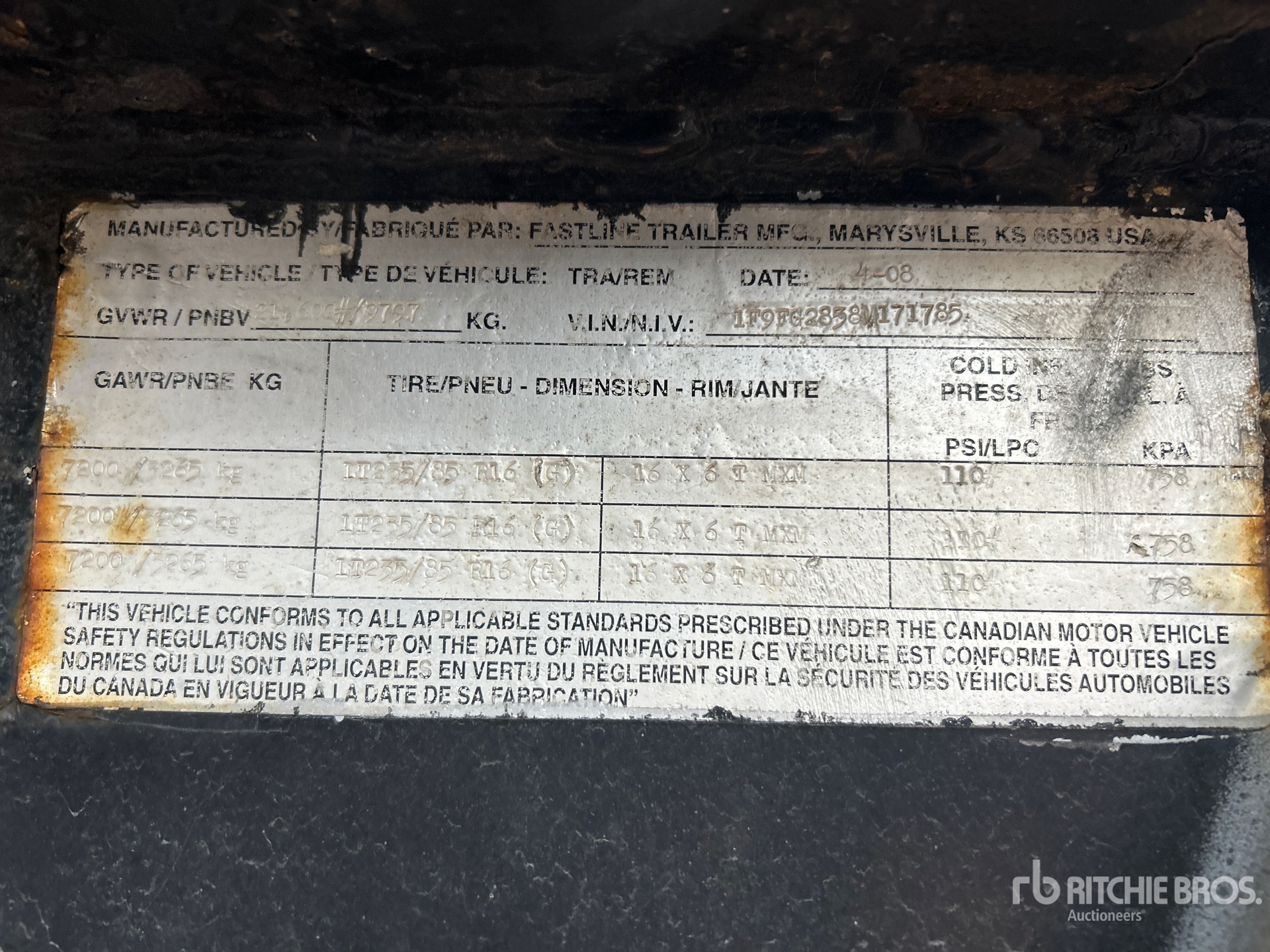 General Appearance with Serial Number / VIN