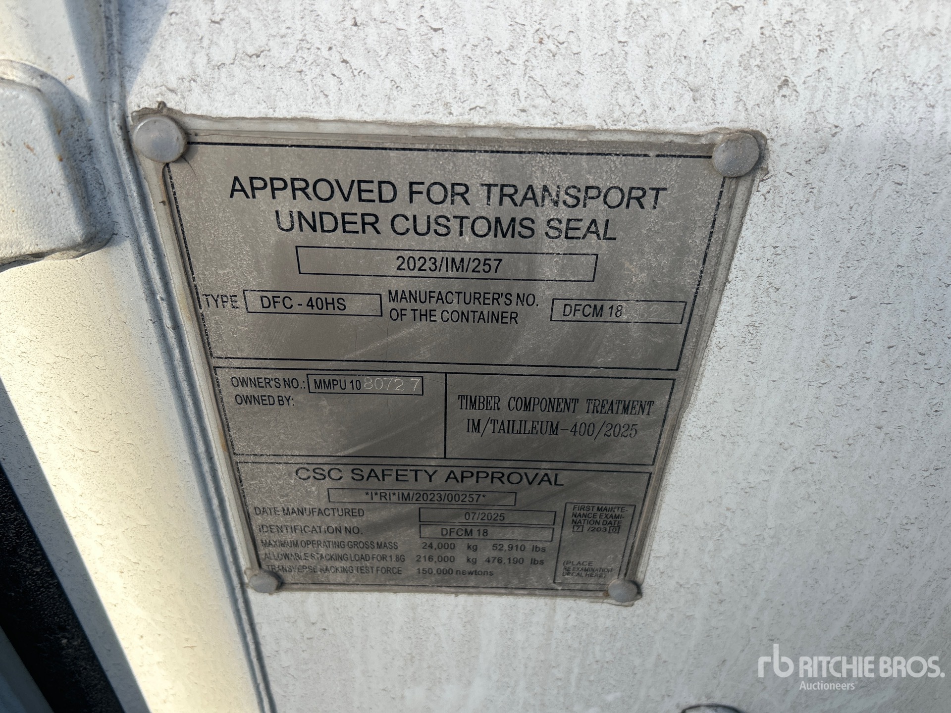 General Appearance with N.º de serie/VIN