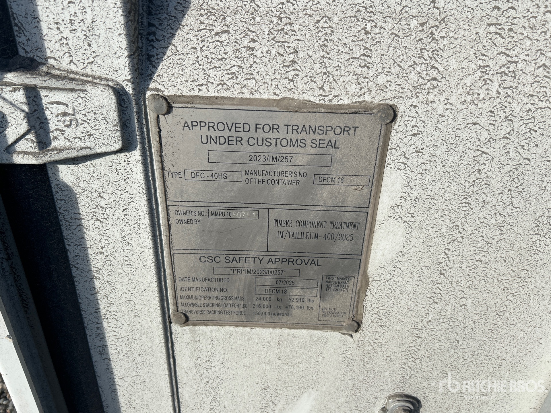 General Appearance with N.º de serie/VIN