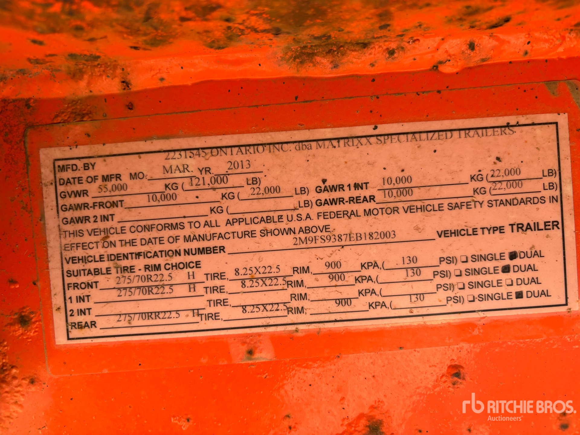 General Appearance with Serial Number / VIN