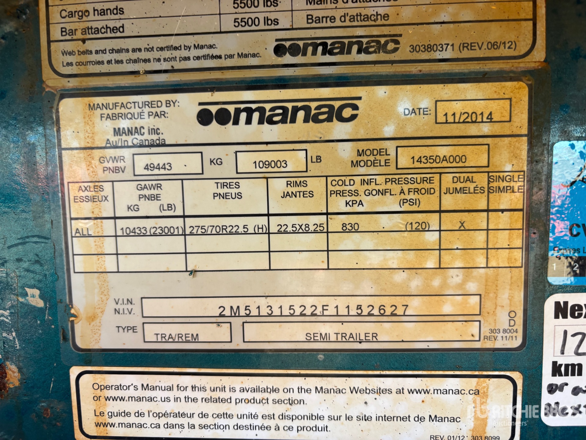 General Appearance with Serial Number / VIN