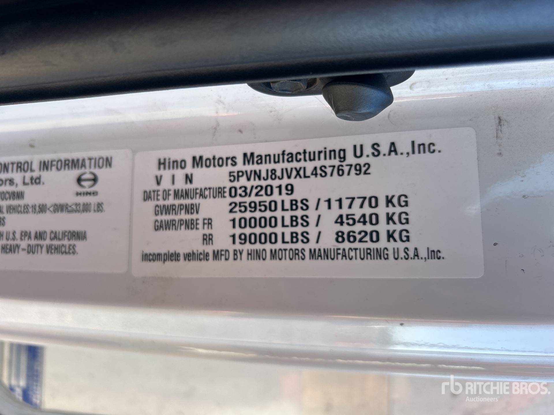 General Appearance with Serial Number / VIN