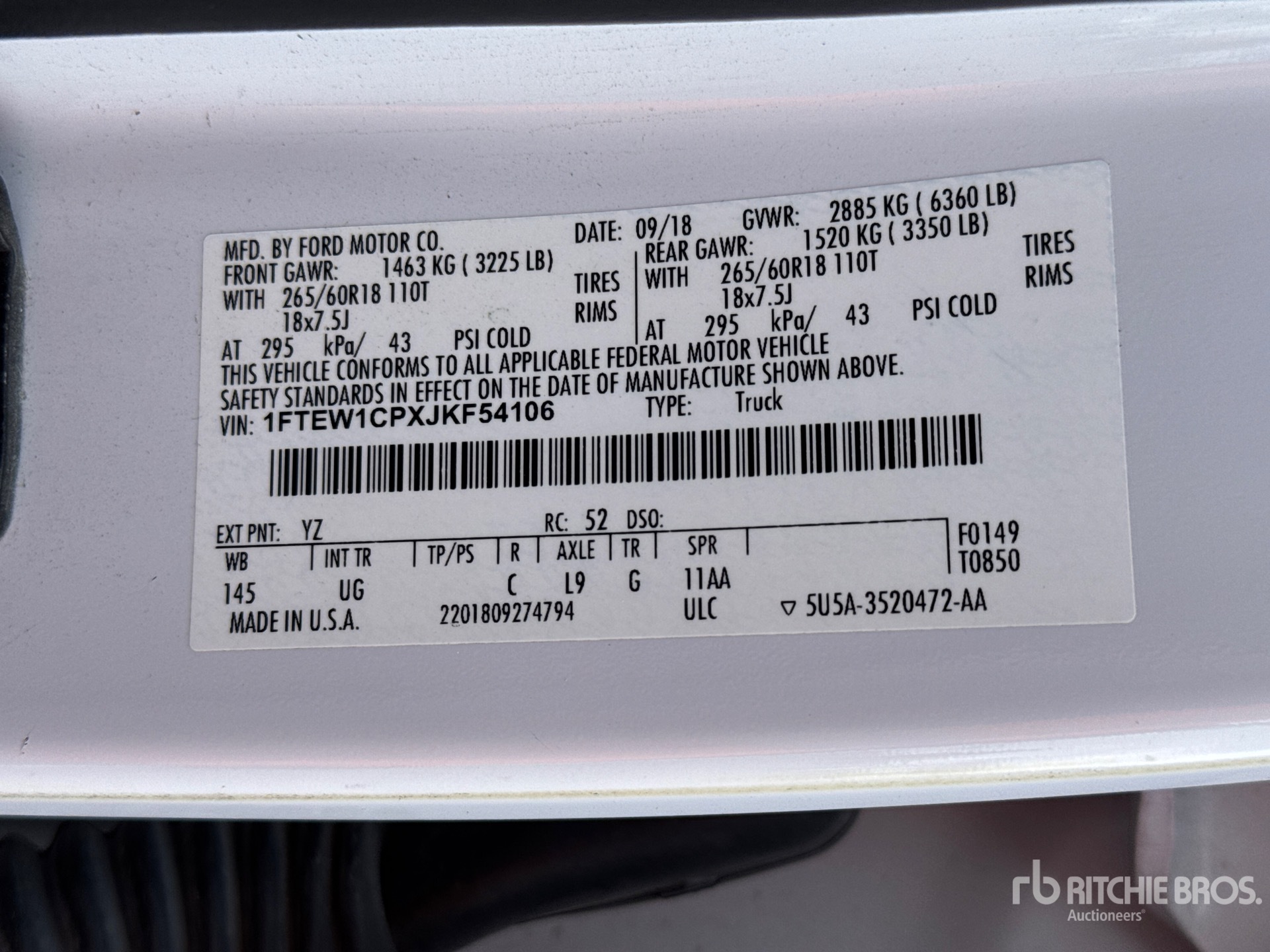 General Appearance with Serial Number / VIN