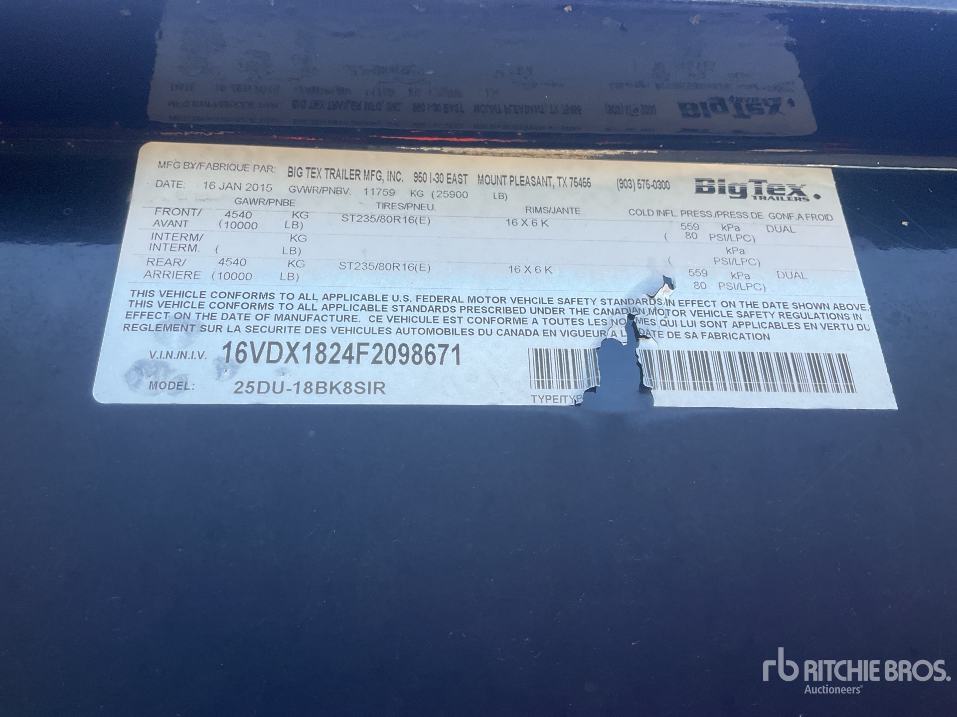 General Appearance with Serial Number / VIN