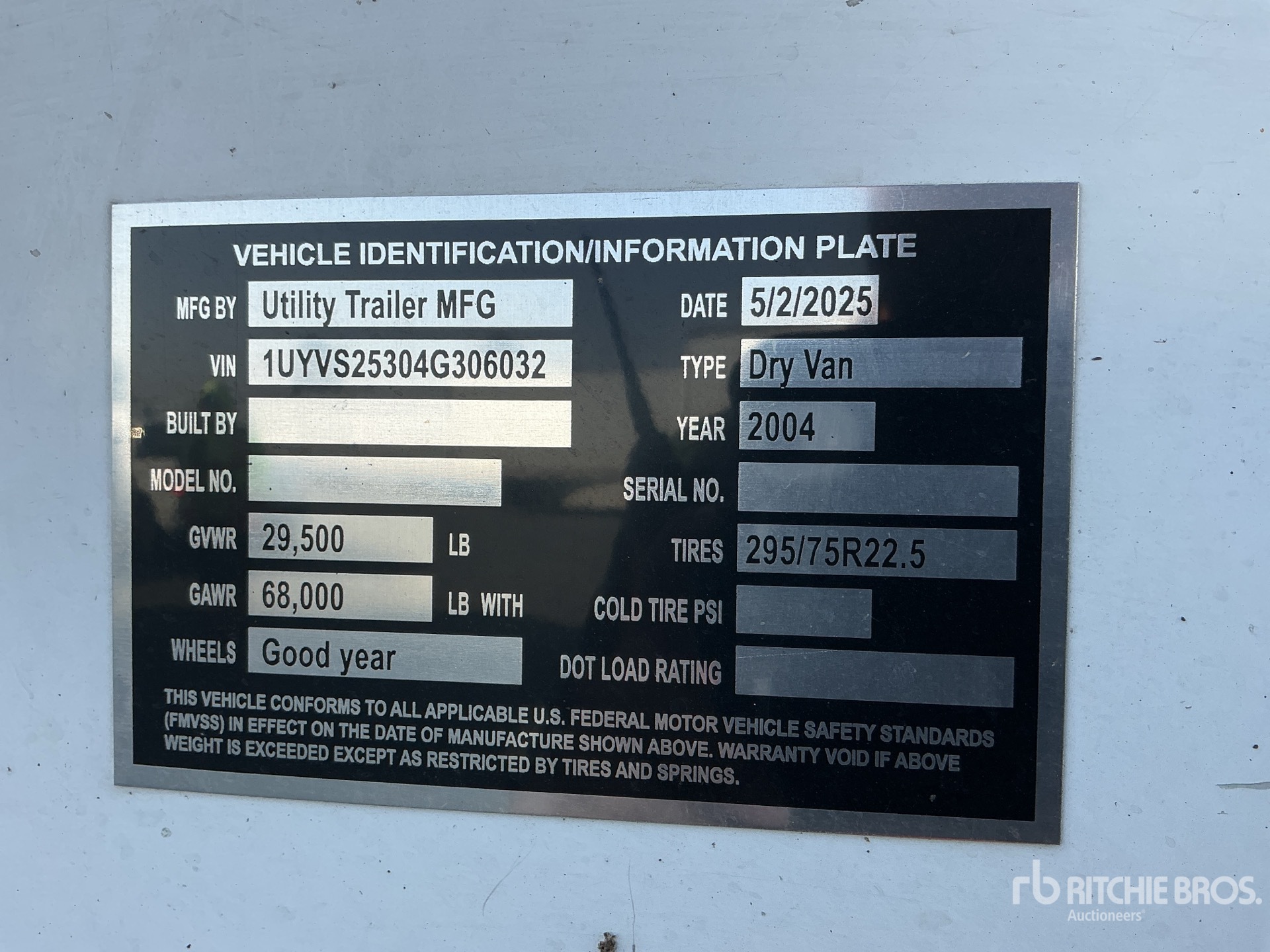 General Appearance with Serial Number / VIN