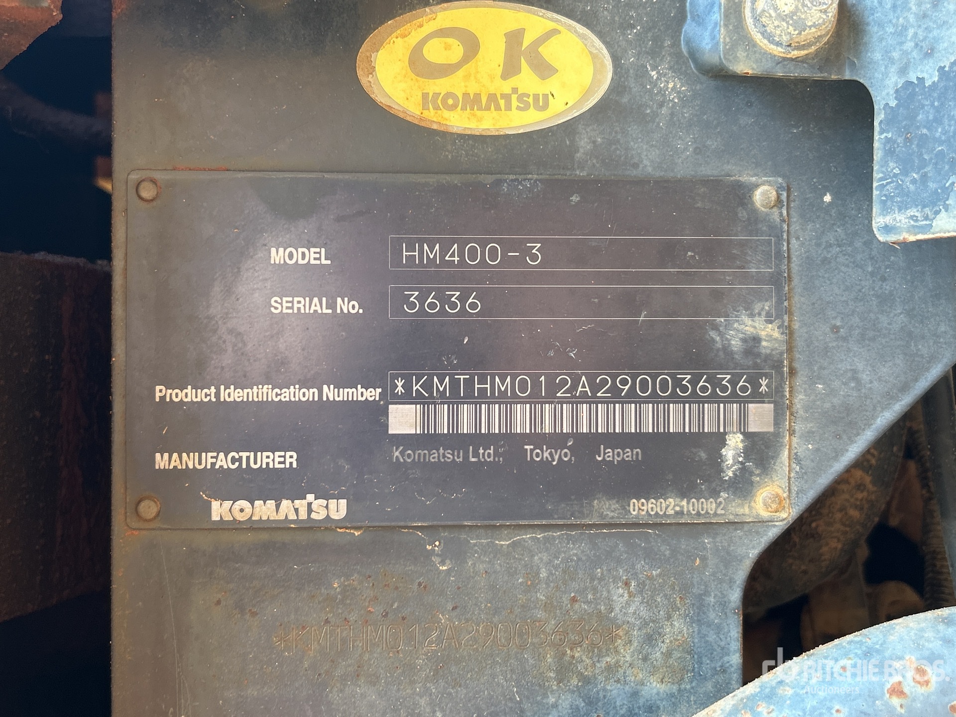 General Appearance with Serial Number / VIN