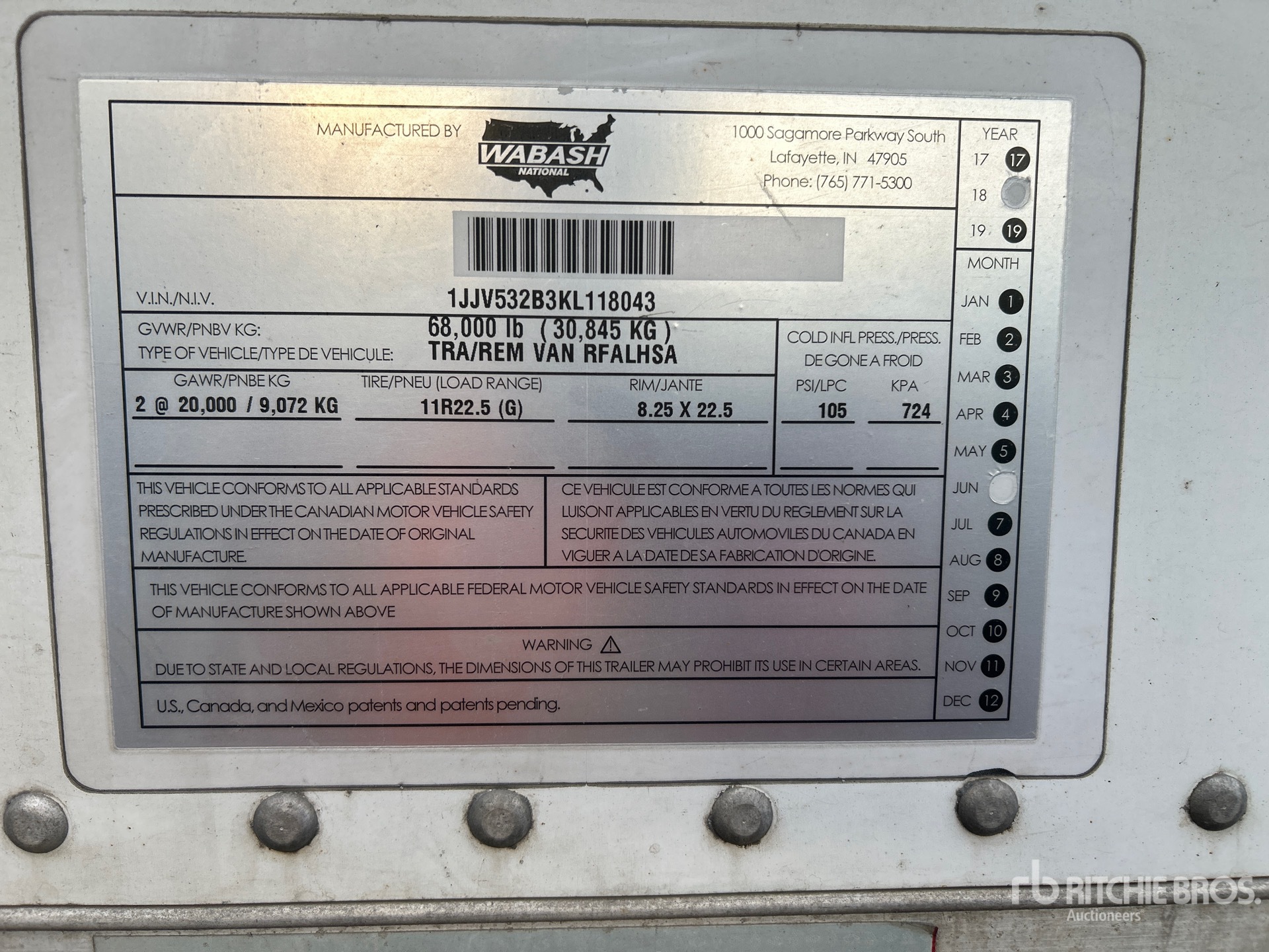 General Appearance with Serial Number / VIN