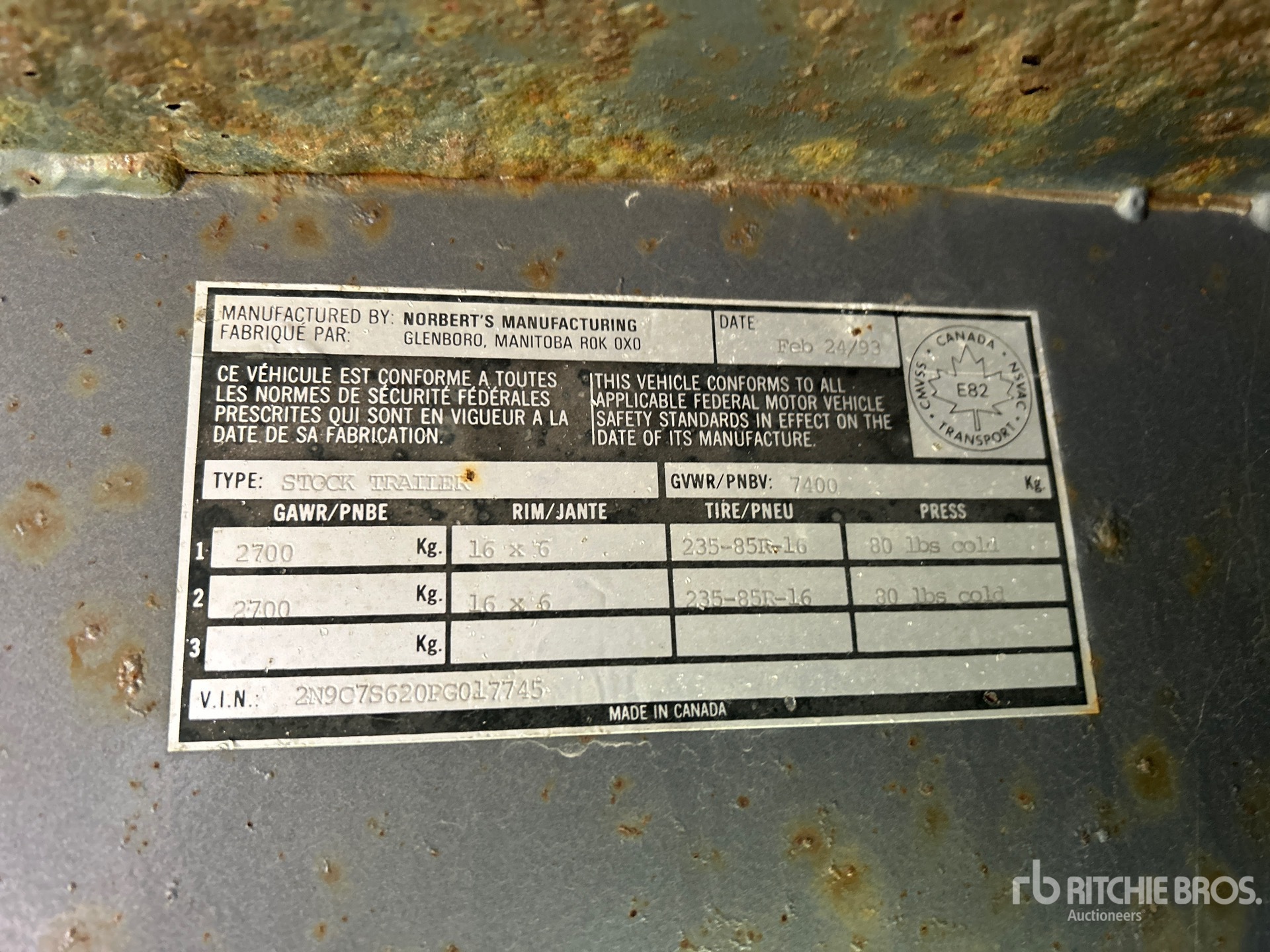 General Appearance with Serial Number / VIN