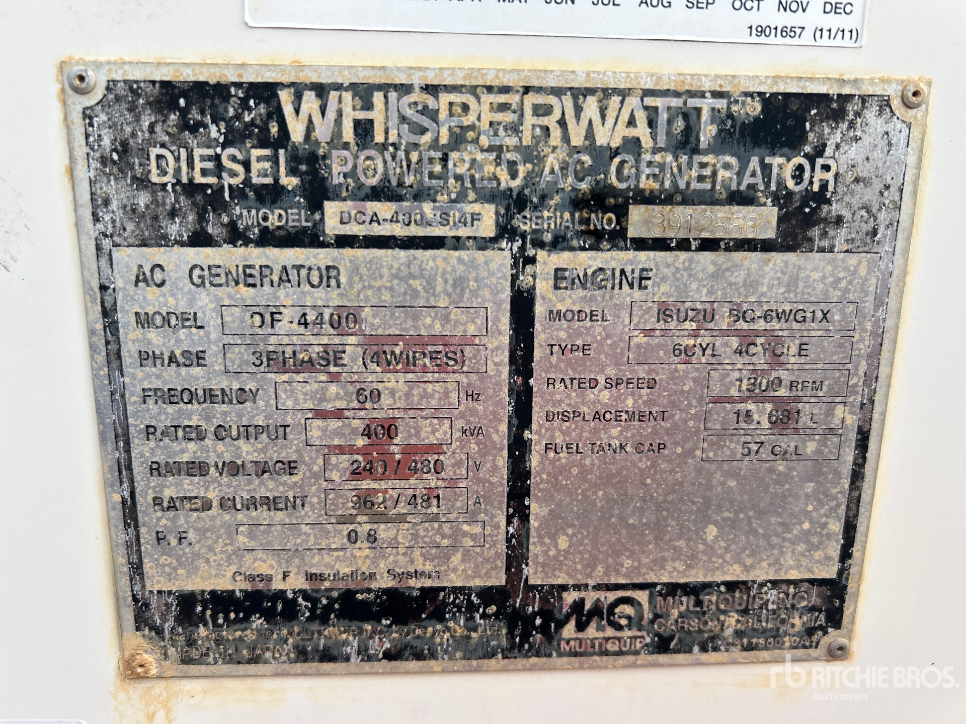 General Appearance with Serial Number / VIN