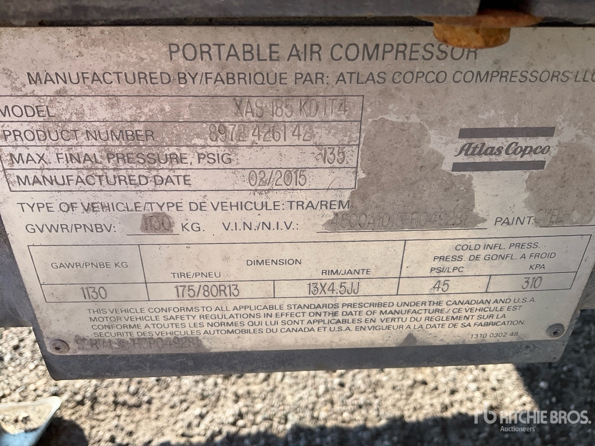 General Appearance with Serial Number / VIN