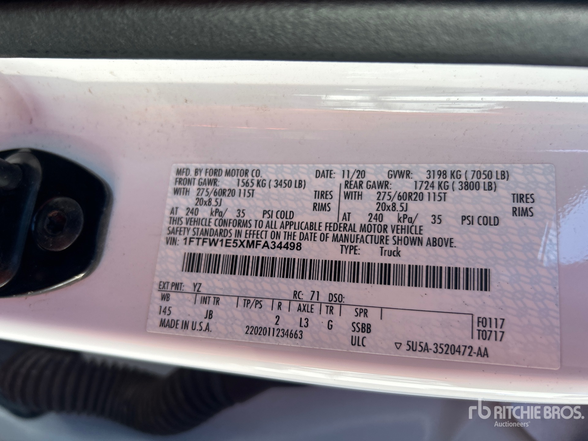 General Appearance with Serial Number / VIN