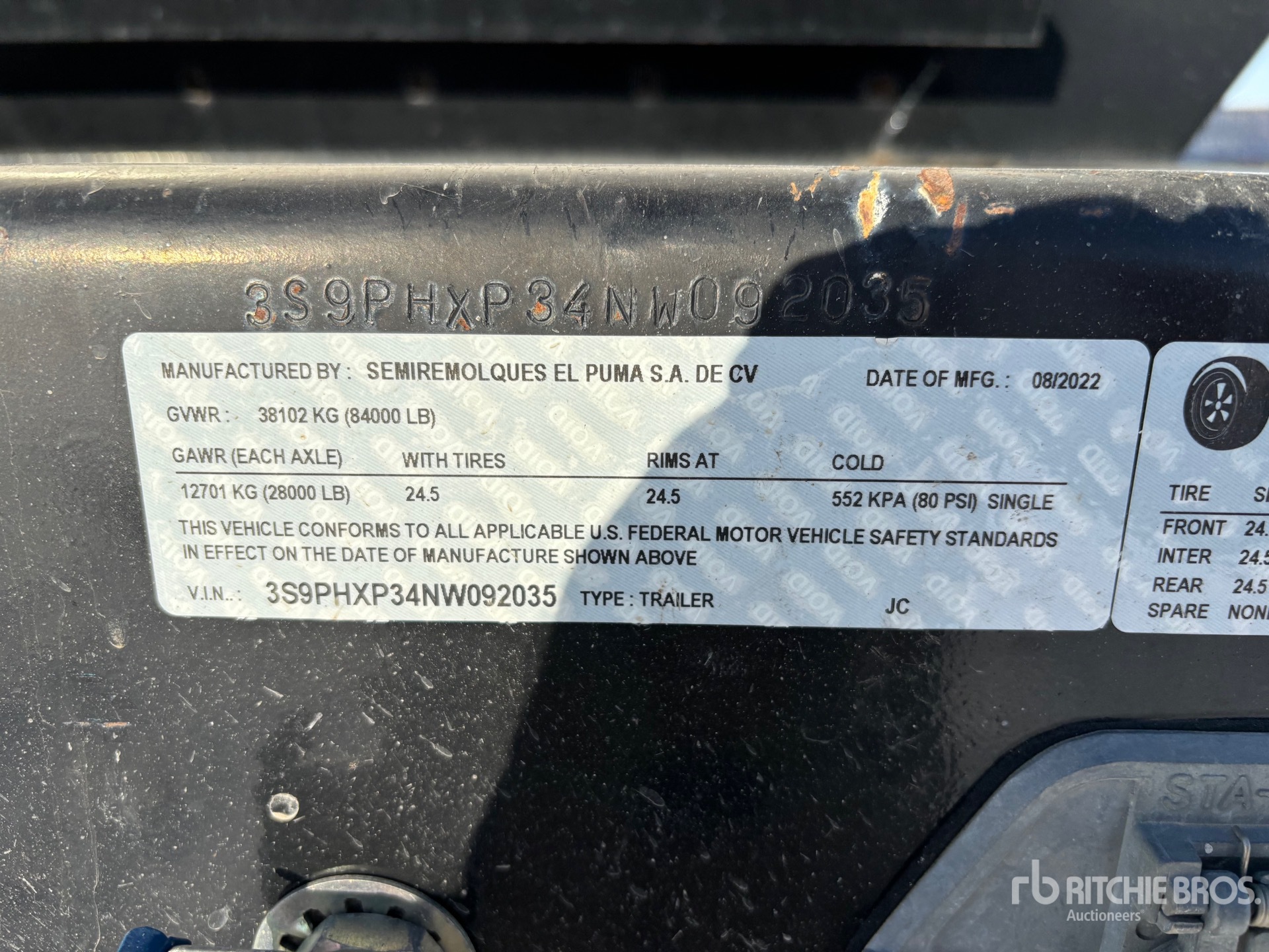 General Appearance with Serial Number / VIN