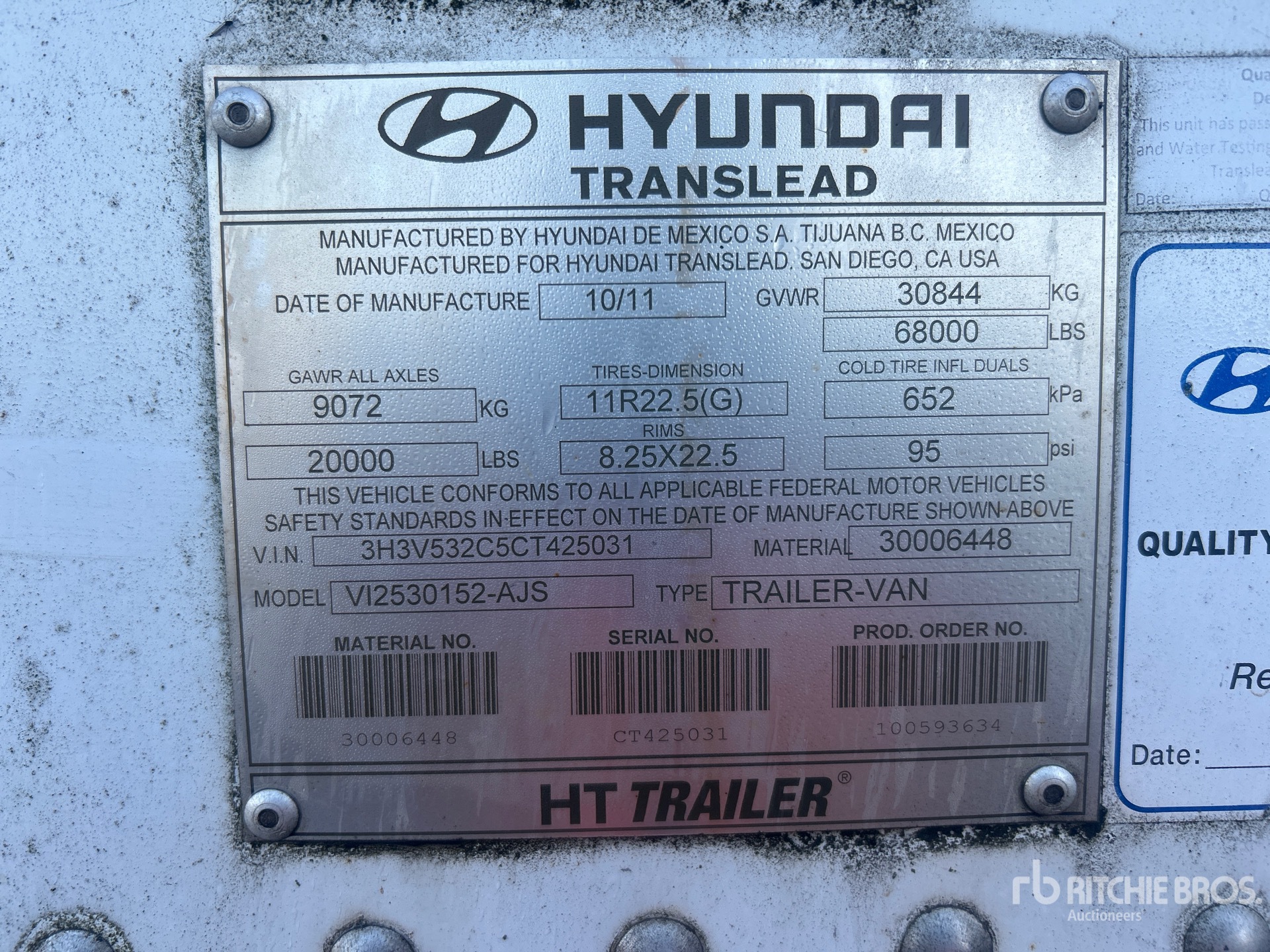 General Appearance with Serial Number / VIN