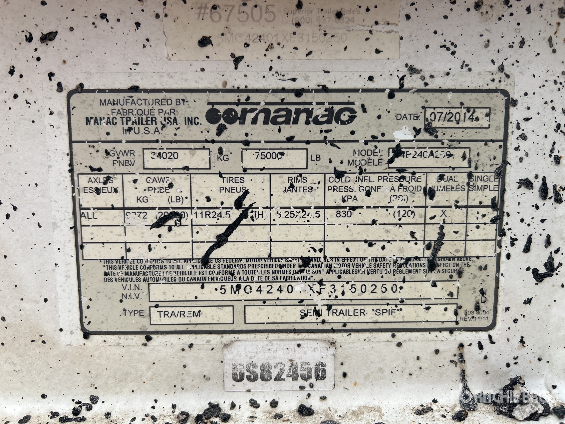 General Appearance with Serial Number / VIN