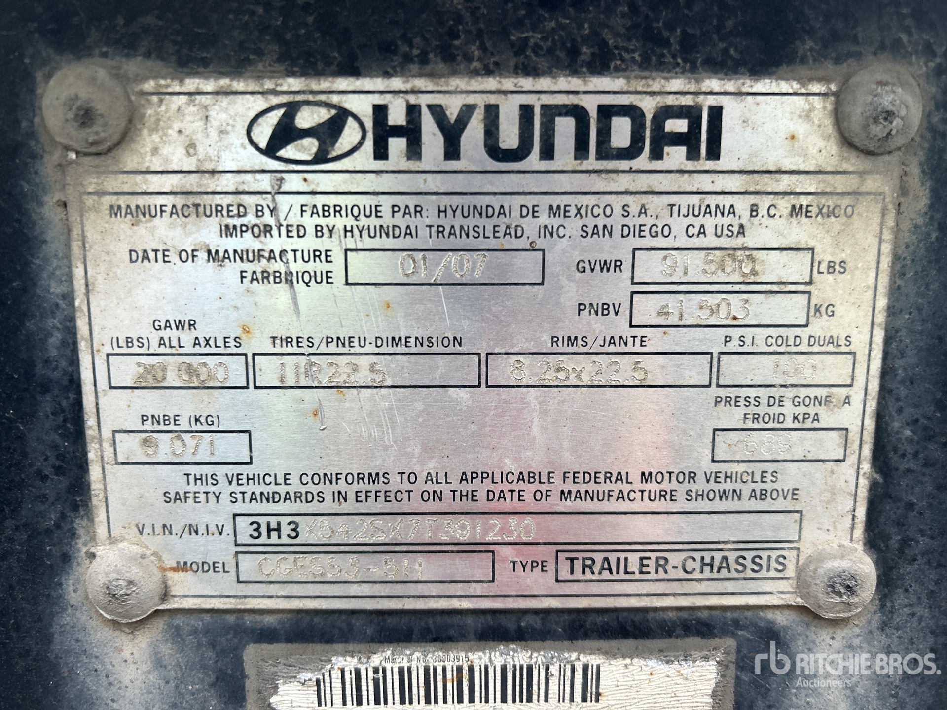 General Appearance with Serial Number / VIN