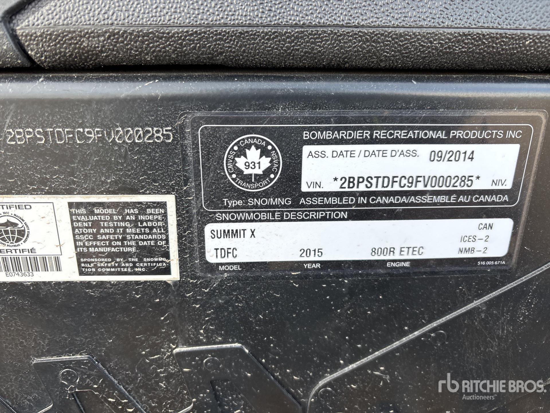 General Appearance with Serial Number / VIN